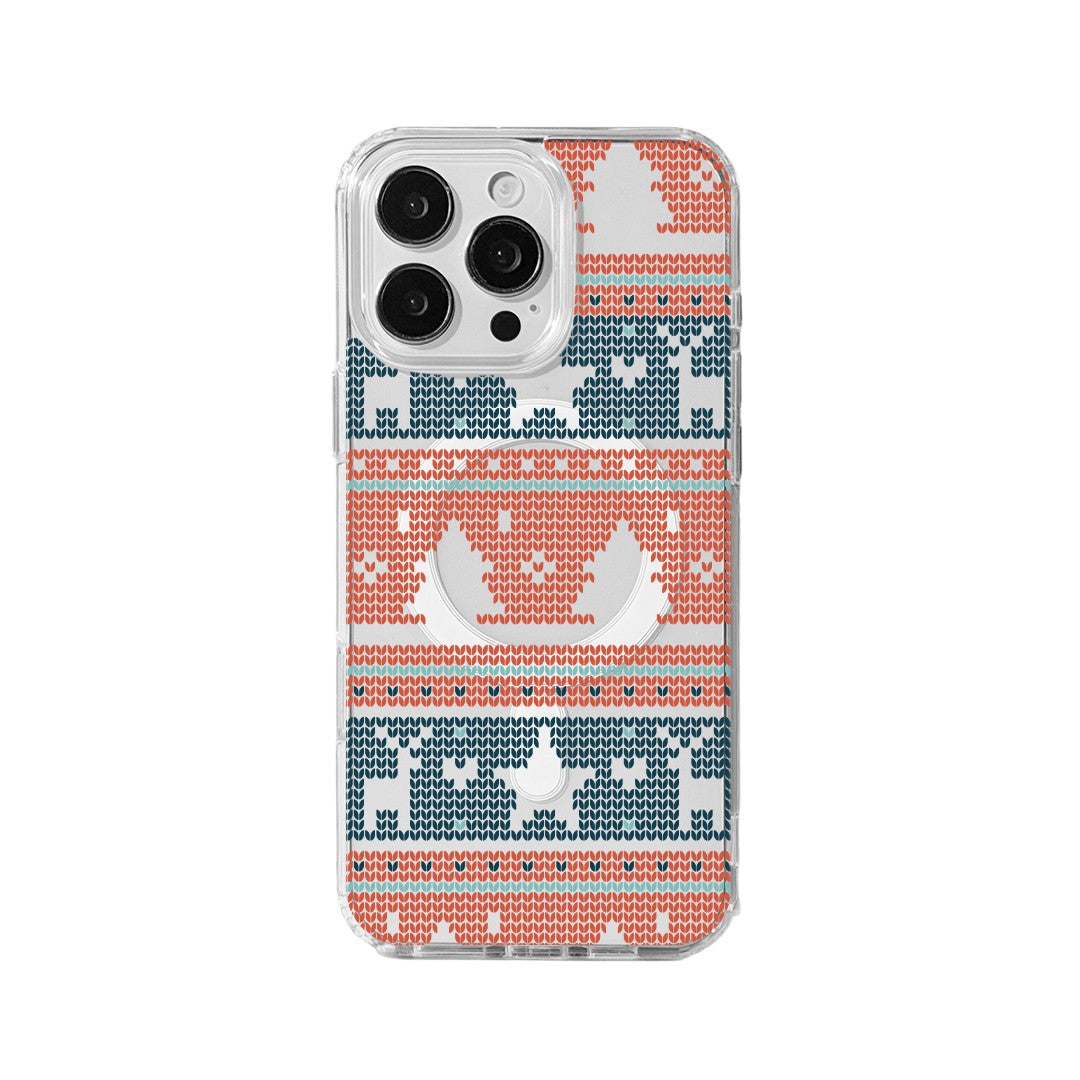 For iPhone 16 Pro Case Clear Edge TPU + Acrylic Cover - Knitted Pattern