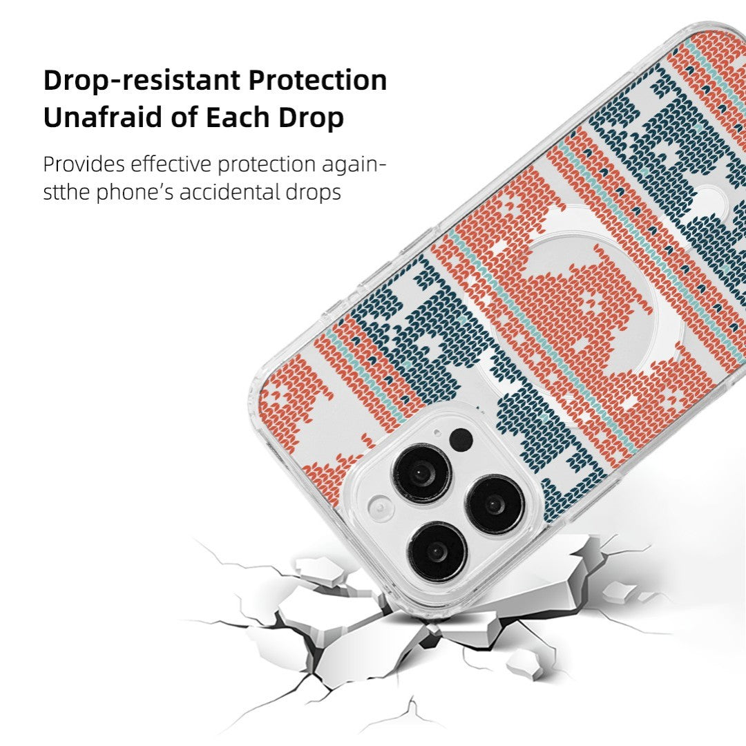 For iPhone 16 Pro Case Clear Edge TPU + Acrylic Cover - Knitted Pattern