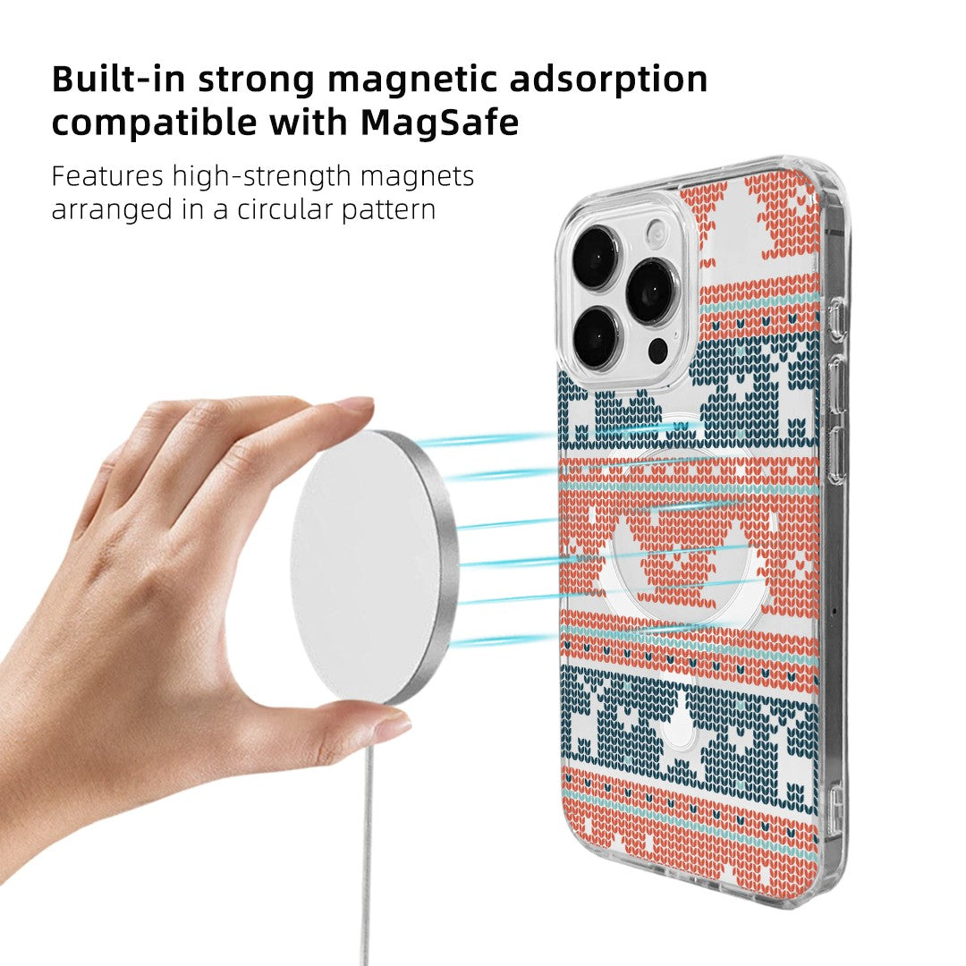 For iPhone 16 Pro Case Clear Edge TPU + Acrylic Cover - Knitted Pattern