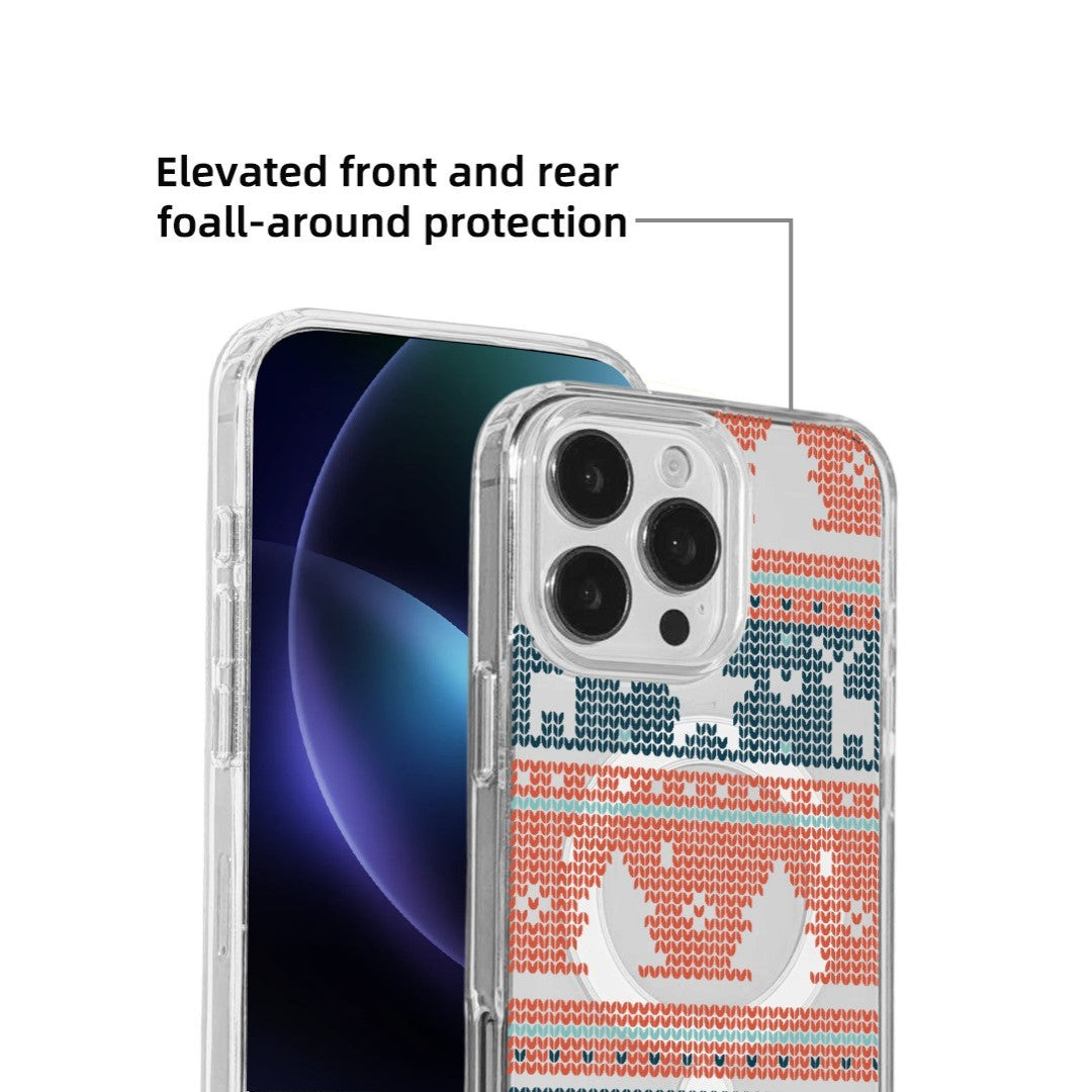 For iPhone 16 Pro Case Clear Edge TPU + Acrylic Cover - Knitted Pattern