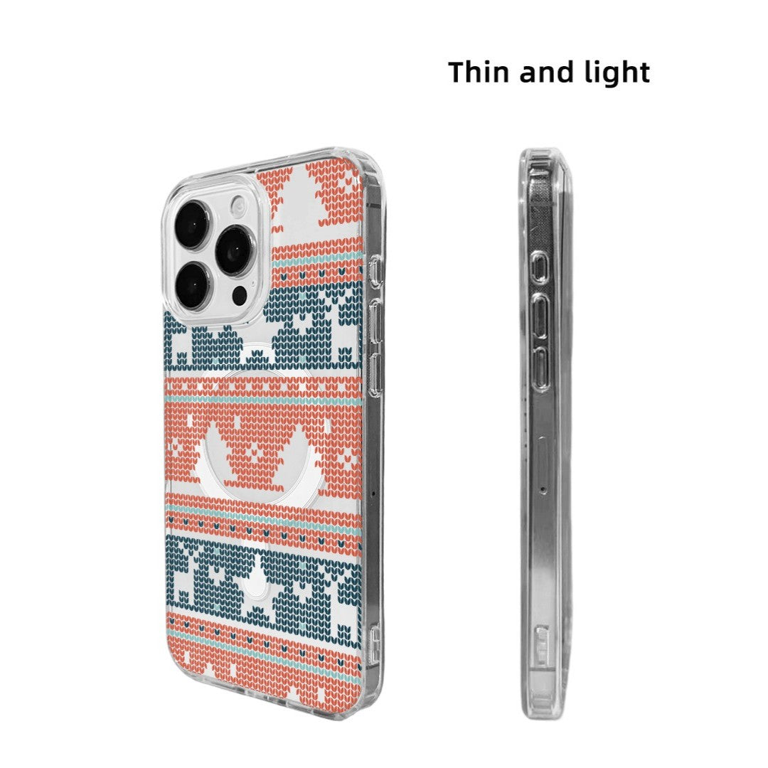 For iPhone 16 Pro Case Clear Edge TPU + Acrylic Cover - Knitted Pattern