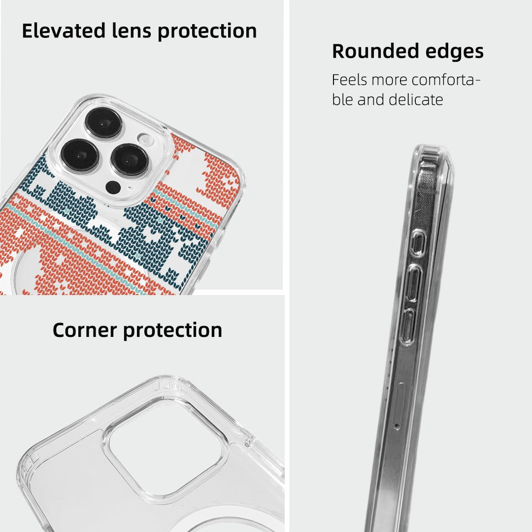 For iPhone 16 Pro Case Clear Edge TPU + Acrylic Cover - Knitted Pattern