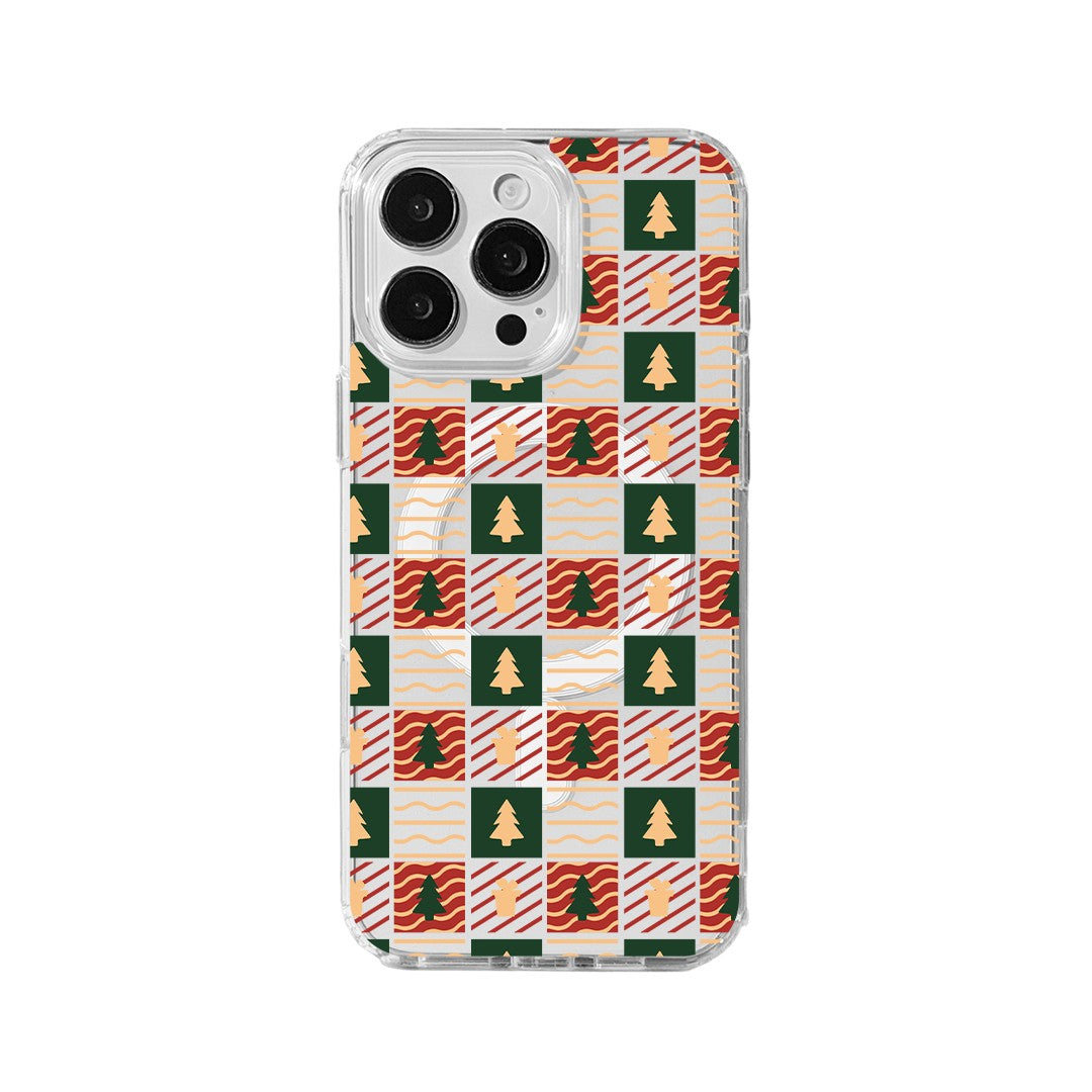 For iPhone 15 Pro Case Clear Edge TPU + Acrylic Cover - Plaid Tree