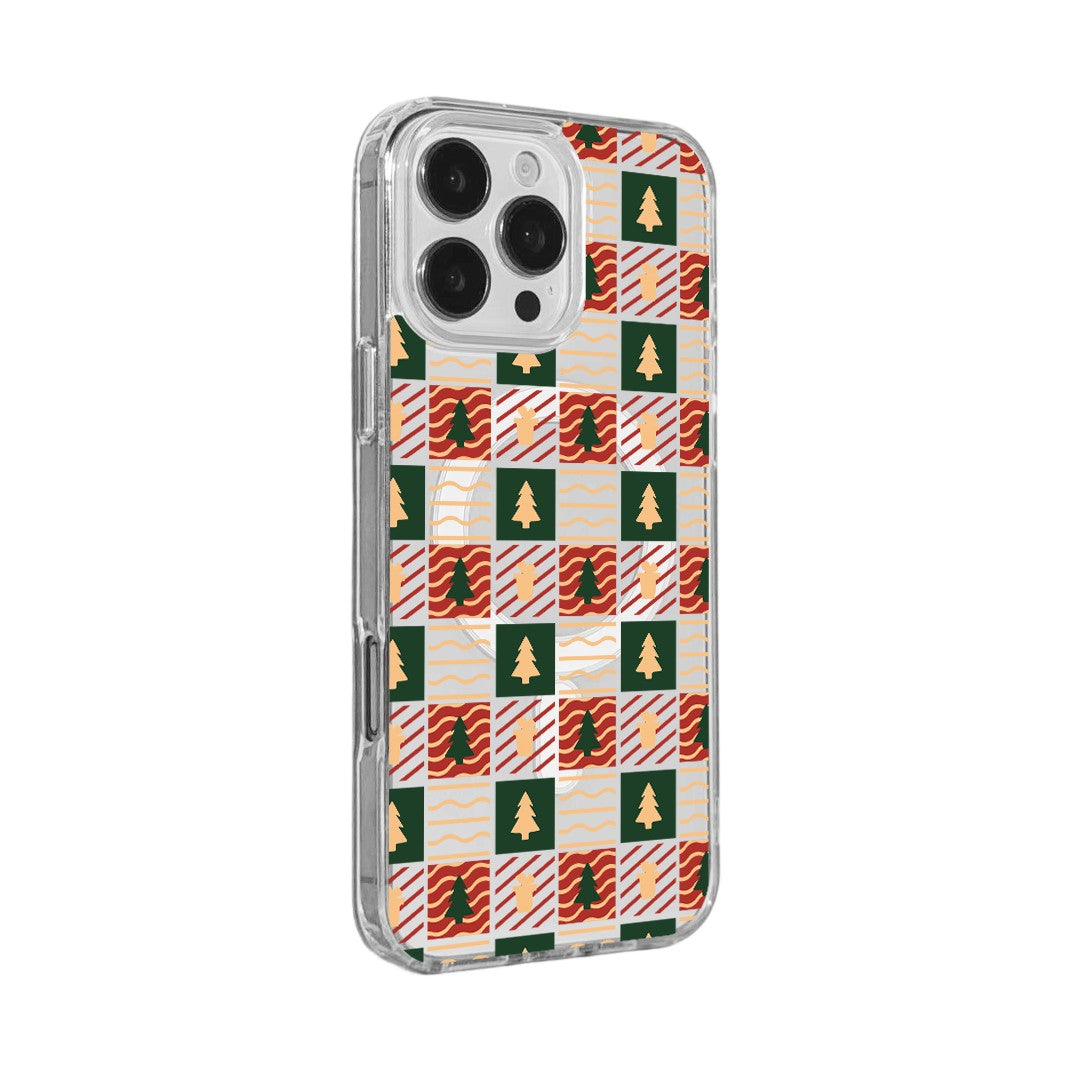 For iPhone 15 Pro Case Clear Edge TPU + Acrylic Cover - Plaid Tree
