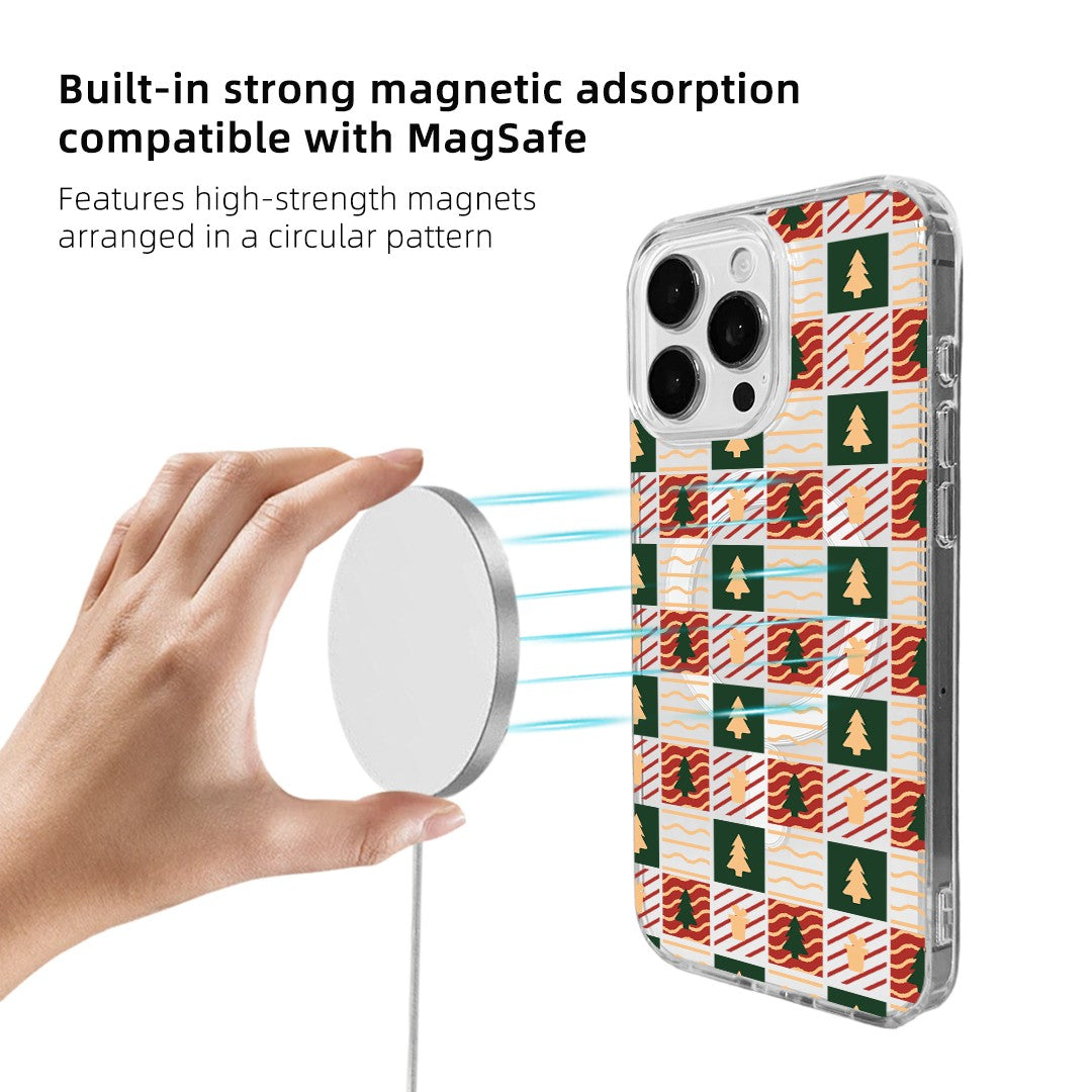 For iPhone 15 Pro Case Clear Edge TPU + Acrylic Cover - Plaid Tree