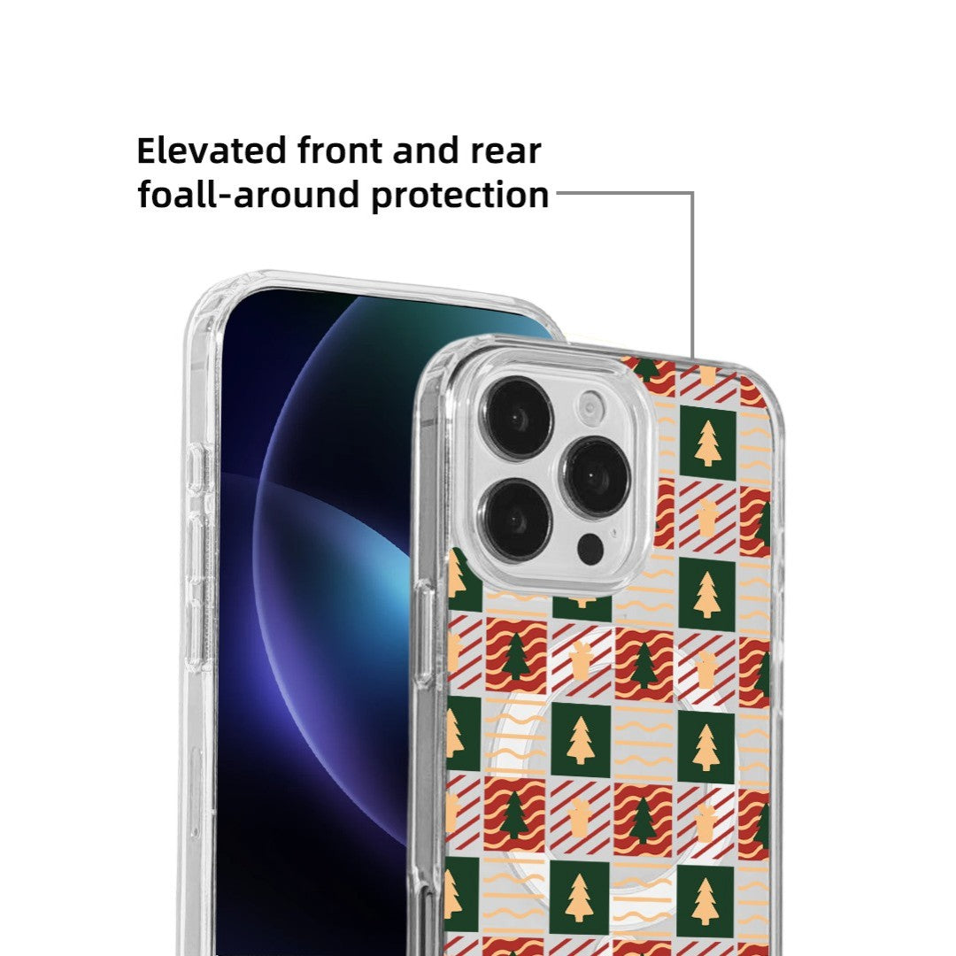 For iPhone 15 Pro Case Clear Edge TPU + Acrylic Cover - Plaid Tree