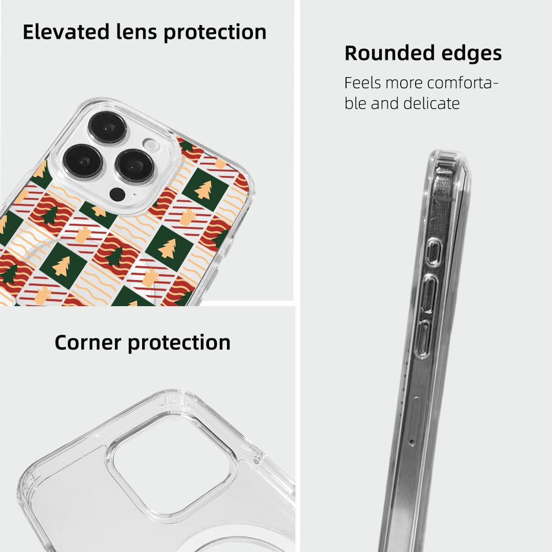 For iPhone 15 Pro Case Clear Edge TPU + Acrylic Cover - Plaid Tree