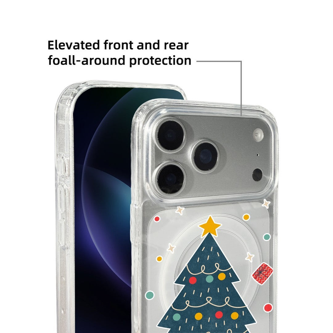 For iPhone 17 Pro Case Clear Edge TPU + Acrylic Cover - Minimalist Tree