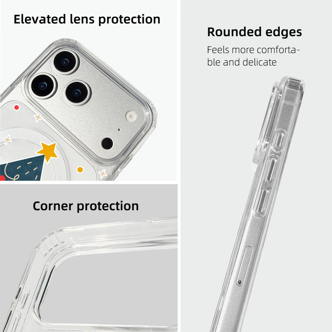 For iPhone 17 Pro Case Clear Edge TPU + Acrylic Cover - Minimalist Tree