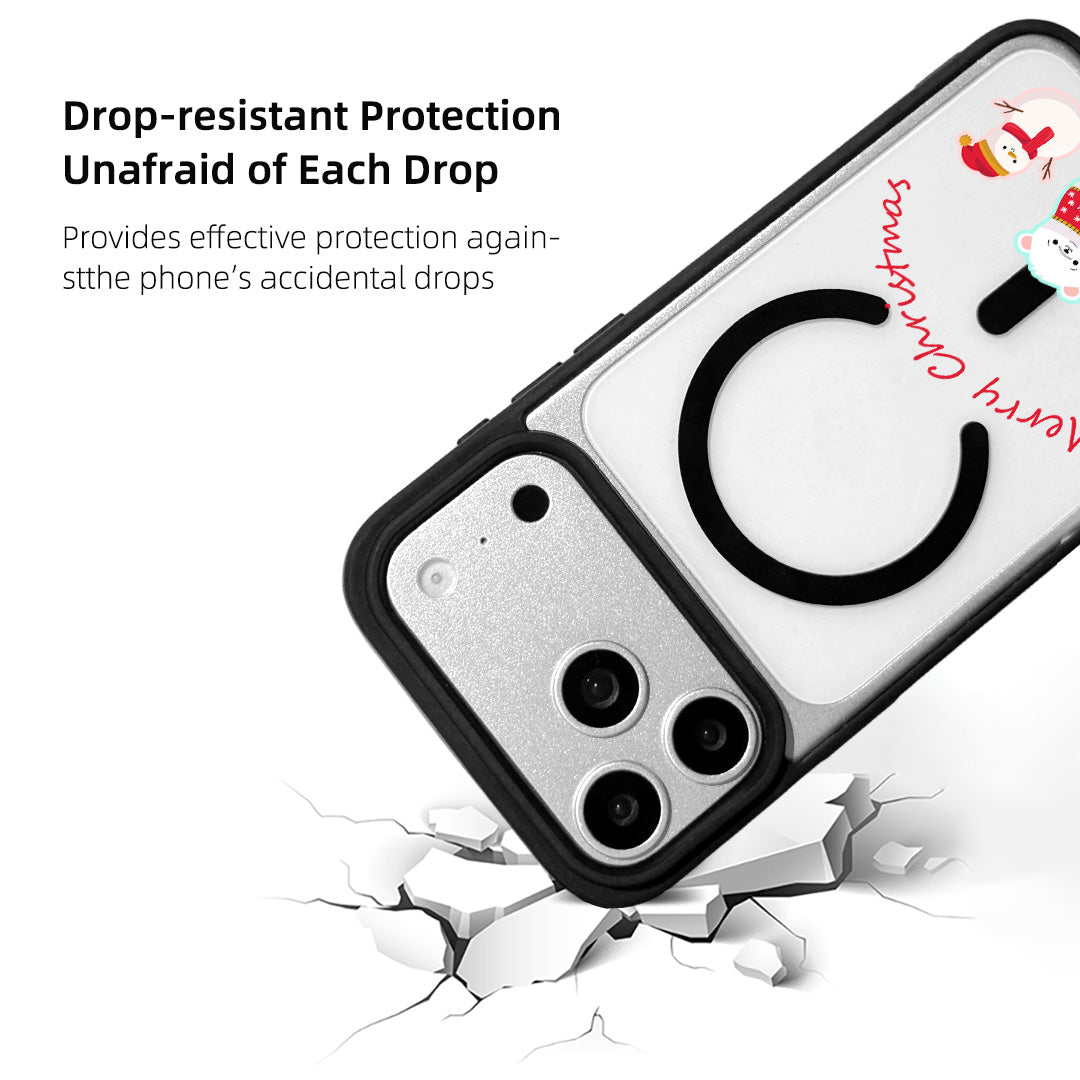 For iPhone 17 Pro Magnetic Case TPU + Acrylic Cover - Bear And Snowman