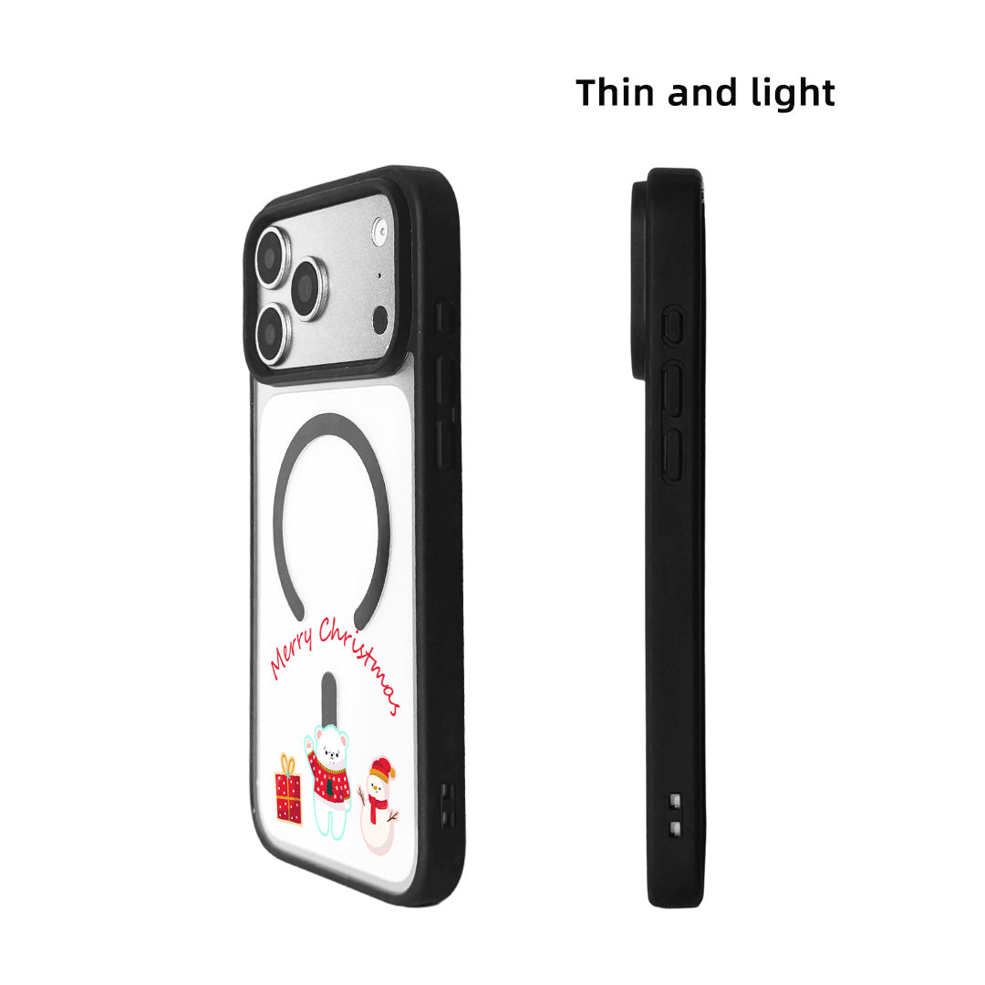 For iPhone 17 Pro Magnetic Case TPU + Acrylic Cover - Bear And Snowman
