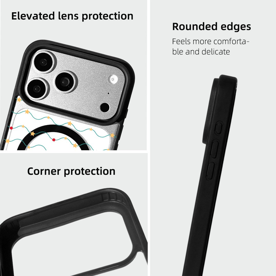 For iPhone 17 Pro Magnetic Case TPU + Acrylic Cover - Galaxy Sparkles