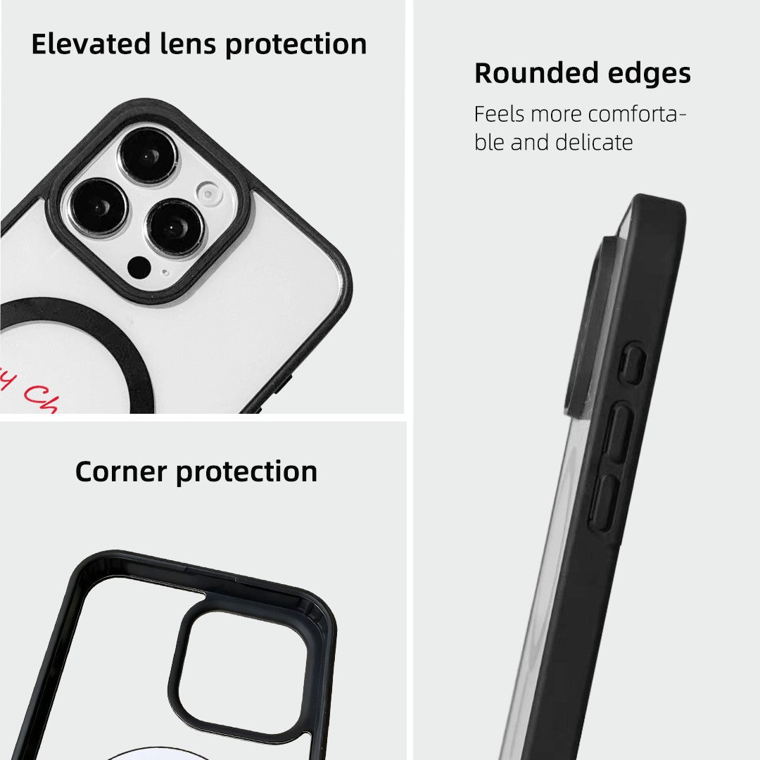 For iPhone 15 Pro Magnetic Case TPU + Acrylic Cover - Bear And Snowman