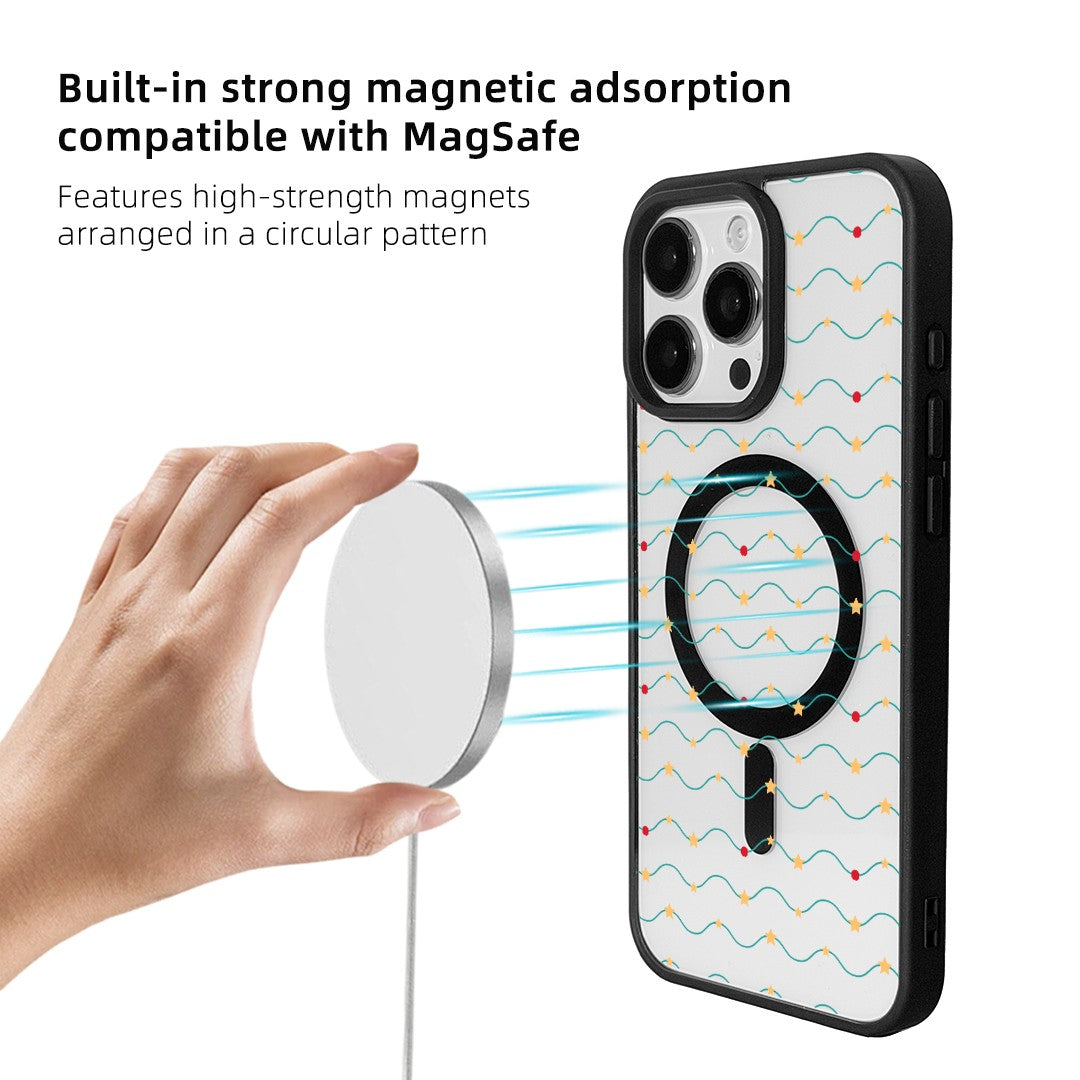 For iPhone 15 Pro Magnetic Case TPU + Acrylic Cover - Galaxy Sparkles