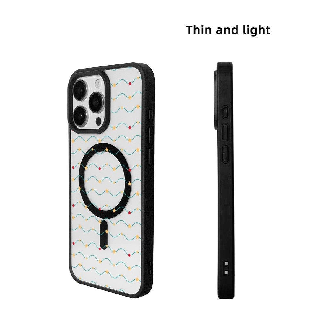 For iPhone 15 Pro Magnetic Case TPU + Acrylic Cover - Galaxy Sparkles