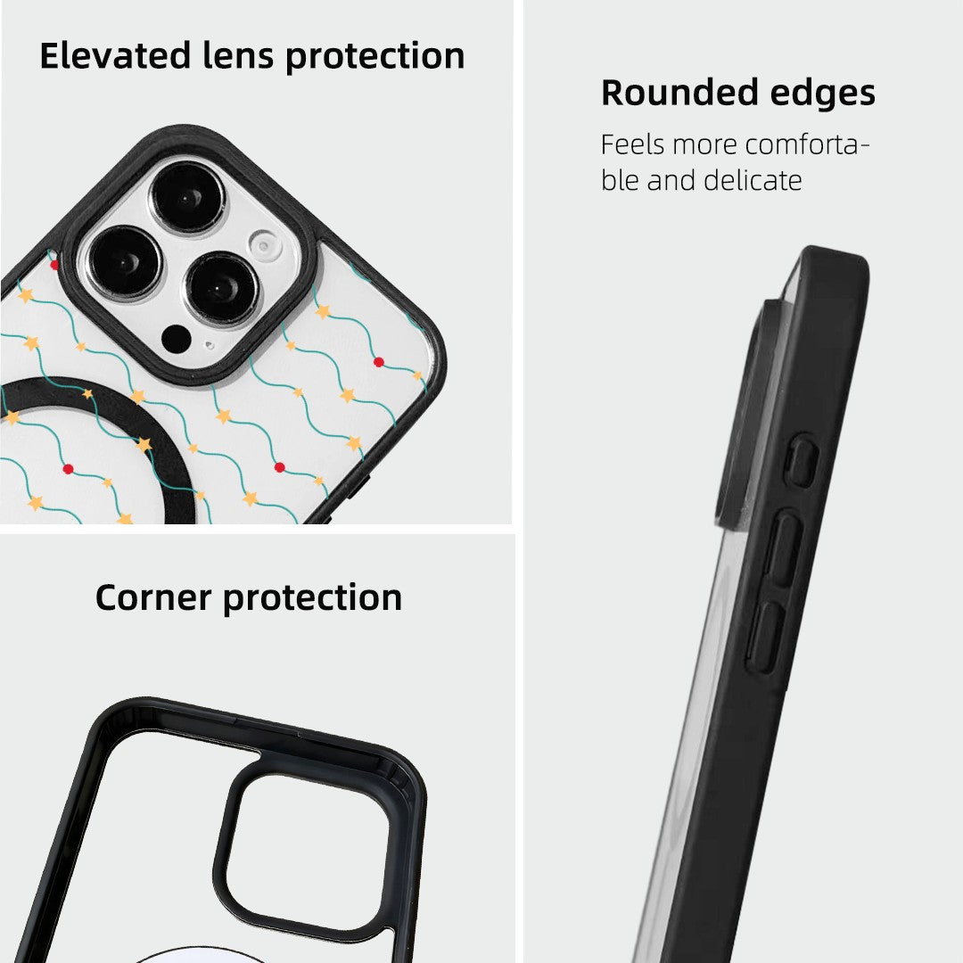 For iPhone 15 Pro Magnetic Case TPU + Acrylic Cover - Galaxy Sparkles