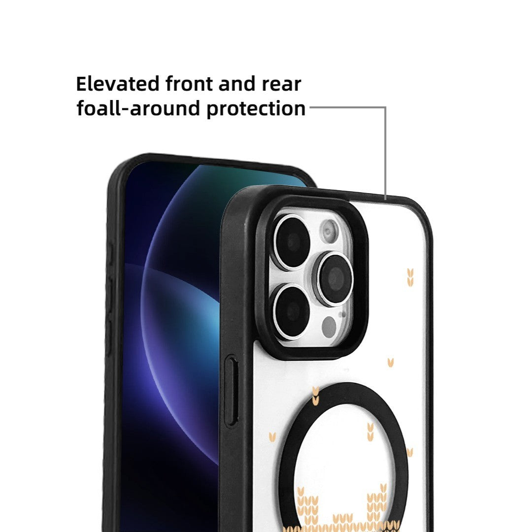 For iPhone 16 Pro Magnetic Case TPU + Acrylic Cover - Knitted Reindeer