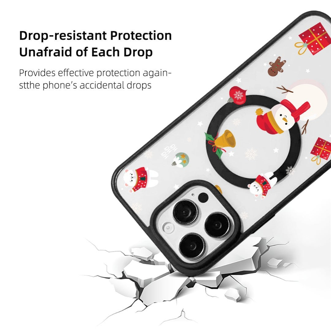 For iPhone 14 Pro Max Magnetic Case TPU + Acrylic Cover - Snowy Fun