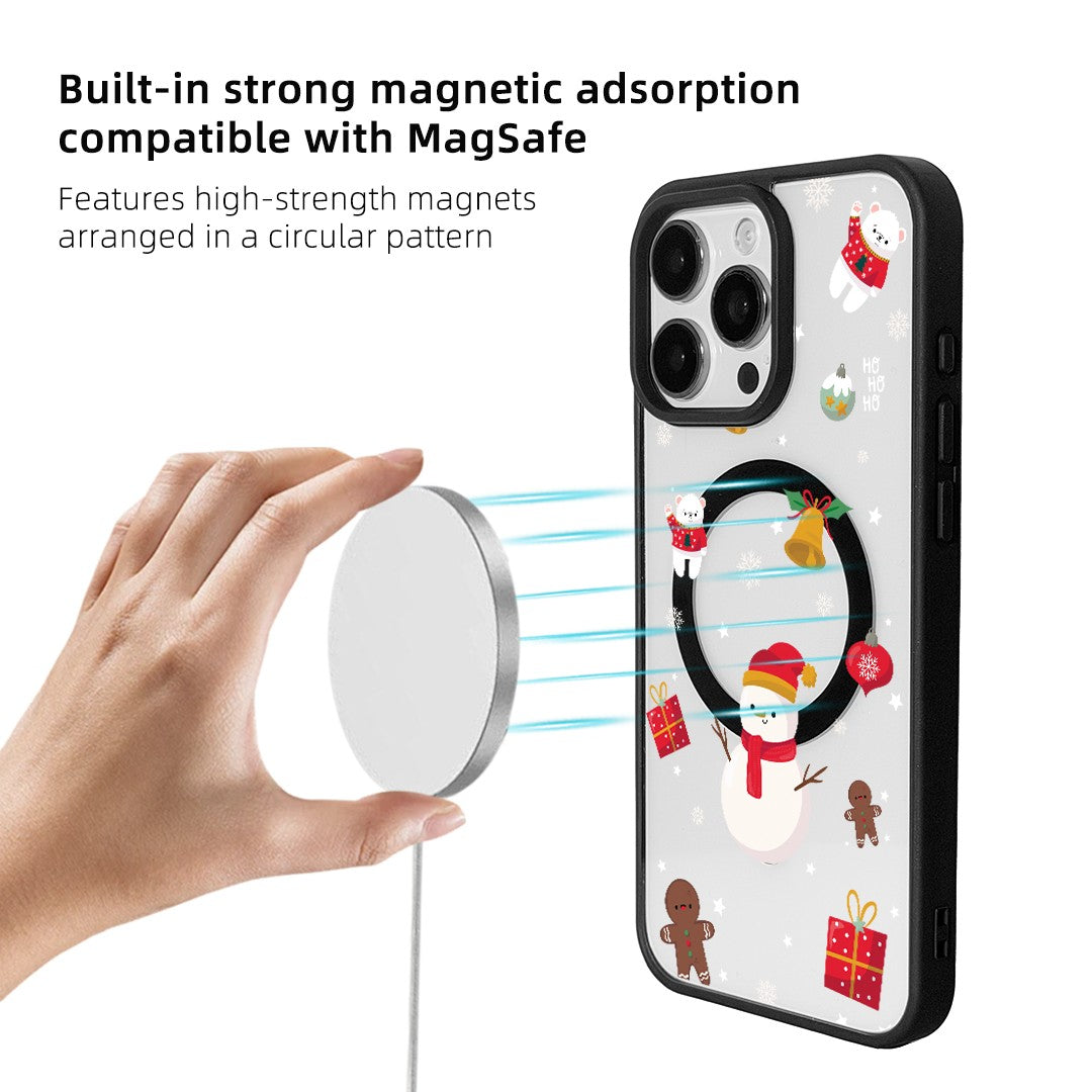 For iPhone 14 Pro Max Magnetic Case TPU + Acrylic Cover - Snowy Fun