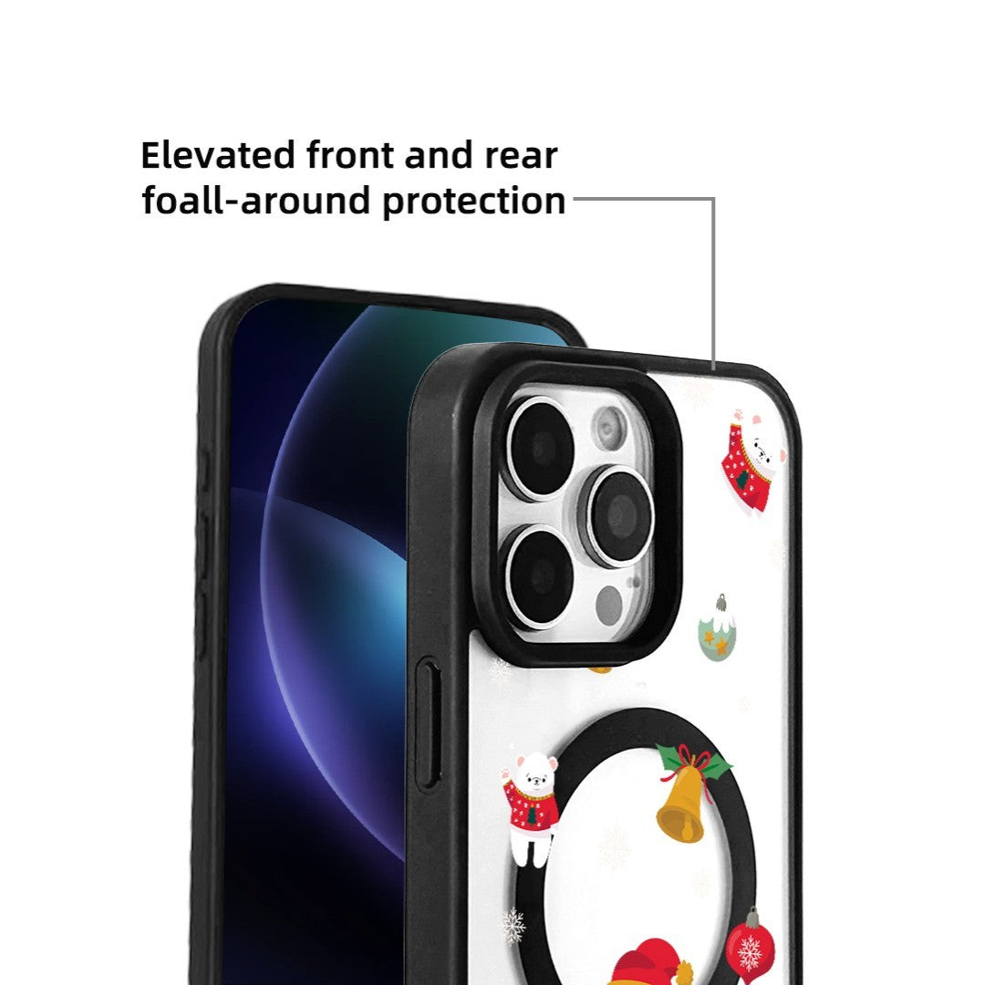 For iPhone 14 Pro Max Magnetic Case TPU + Acrylic Cover - Snowy Fun