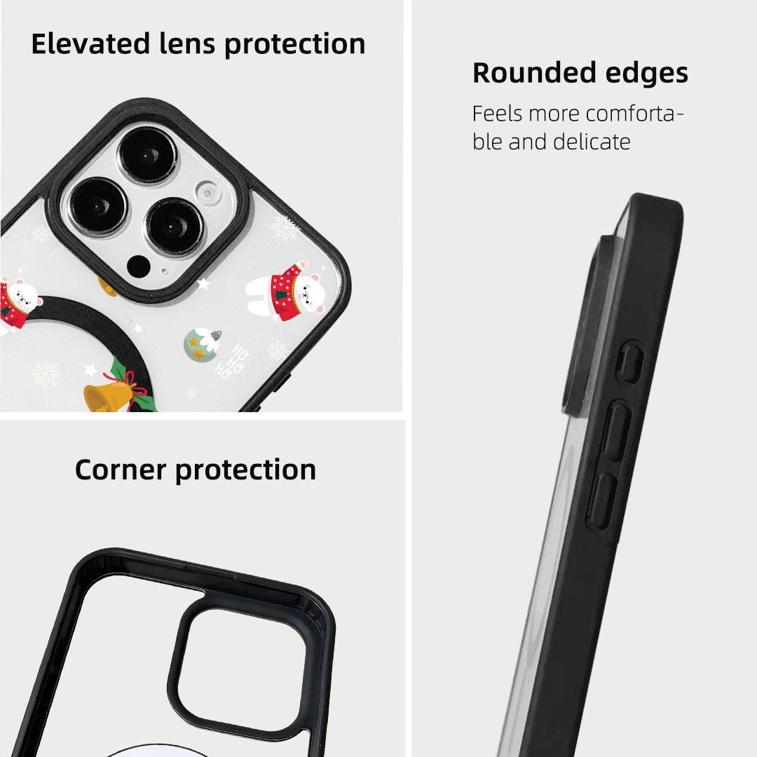 For iPhone 14 Pro Max Magnetic Case TPU + Acrylic Cover - Snowy Fun