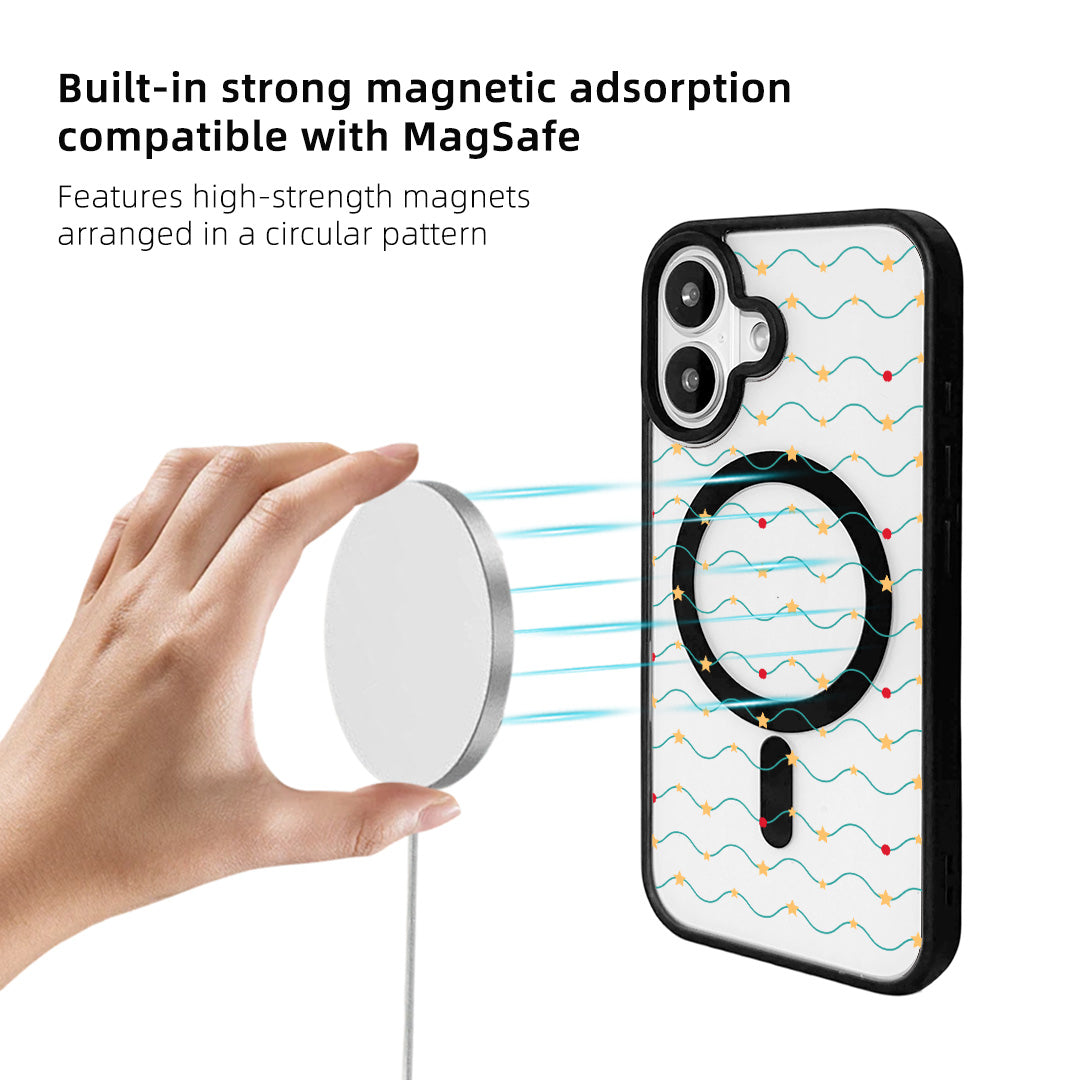 For iPhone 17 Magnetic Case TPU + Acrylic Cover - Galaxy Sparkles