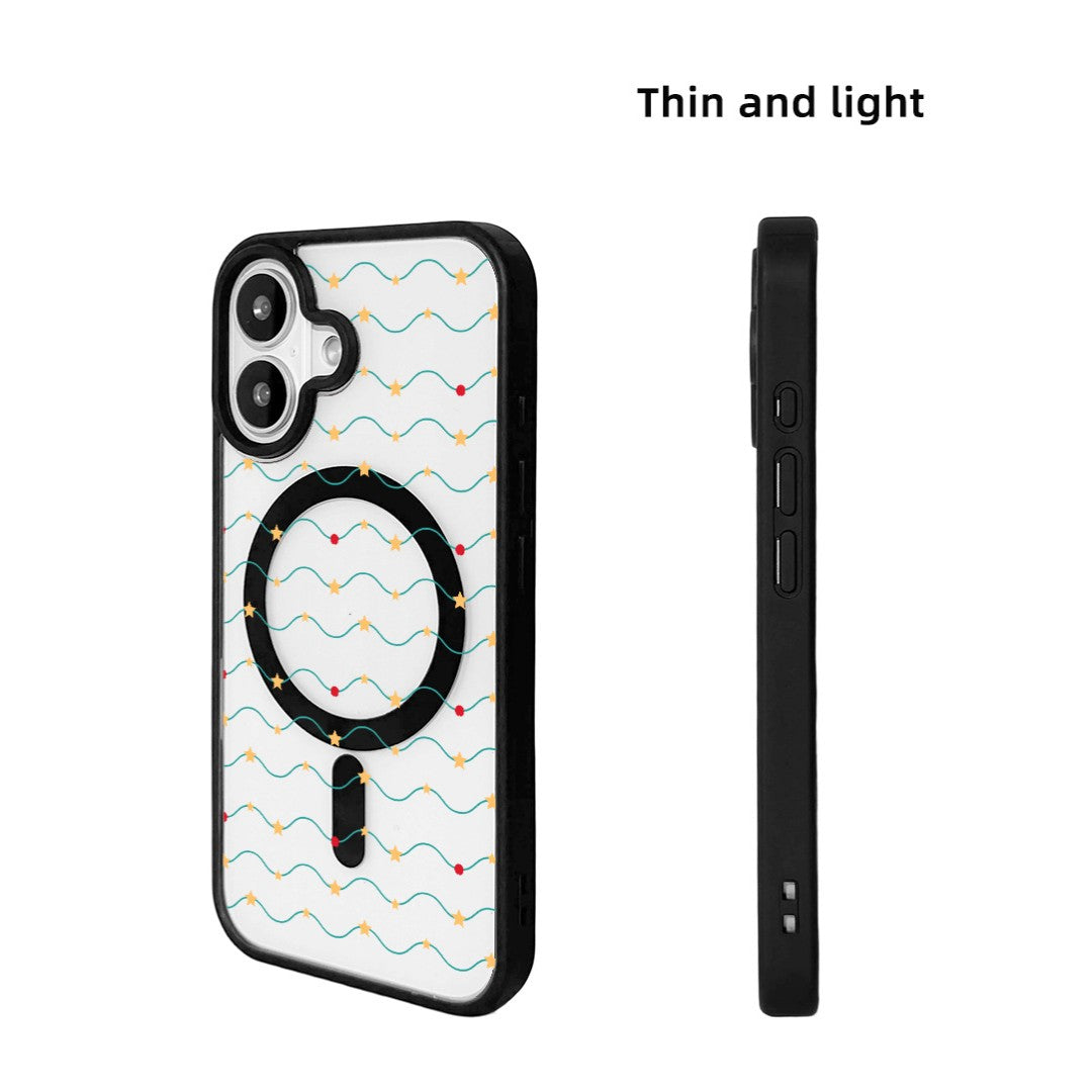 For iPhone 17 Magnetic Case TPU + Acrylic Cover - Galaxy Sparkles