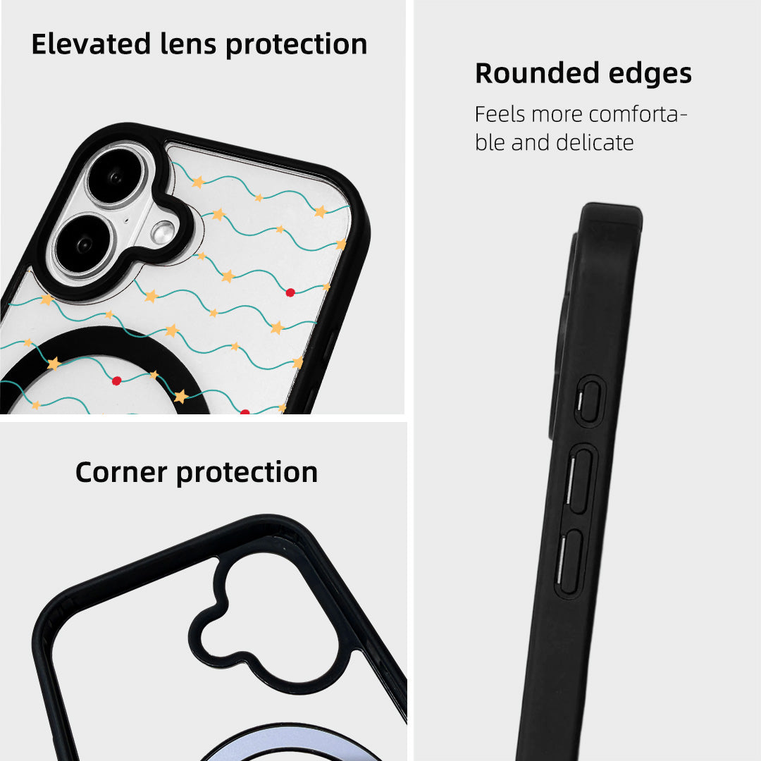 For iPhone 17 Magnetic Case TPU + Acrylic Cover - Galaxy Sparkles