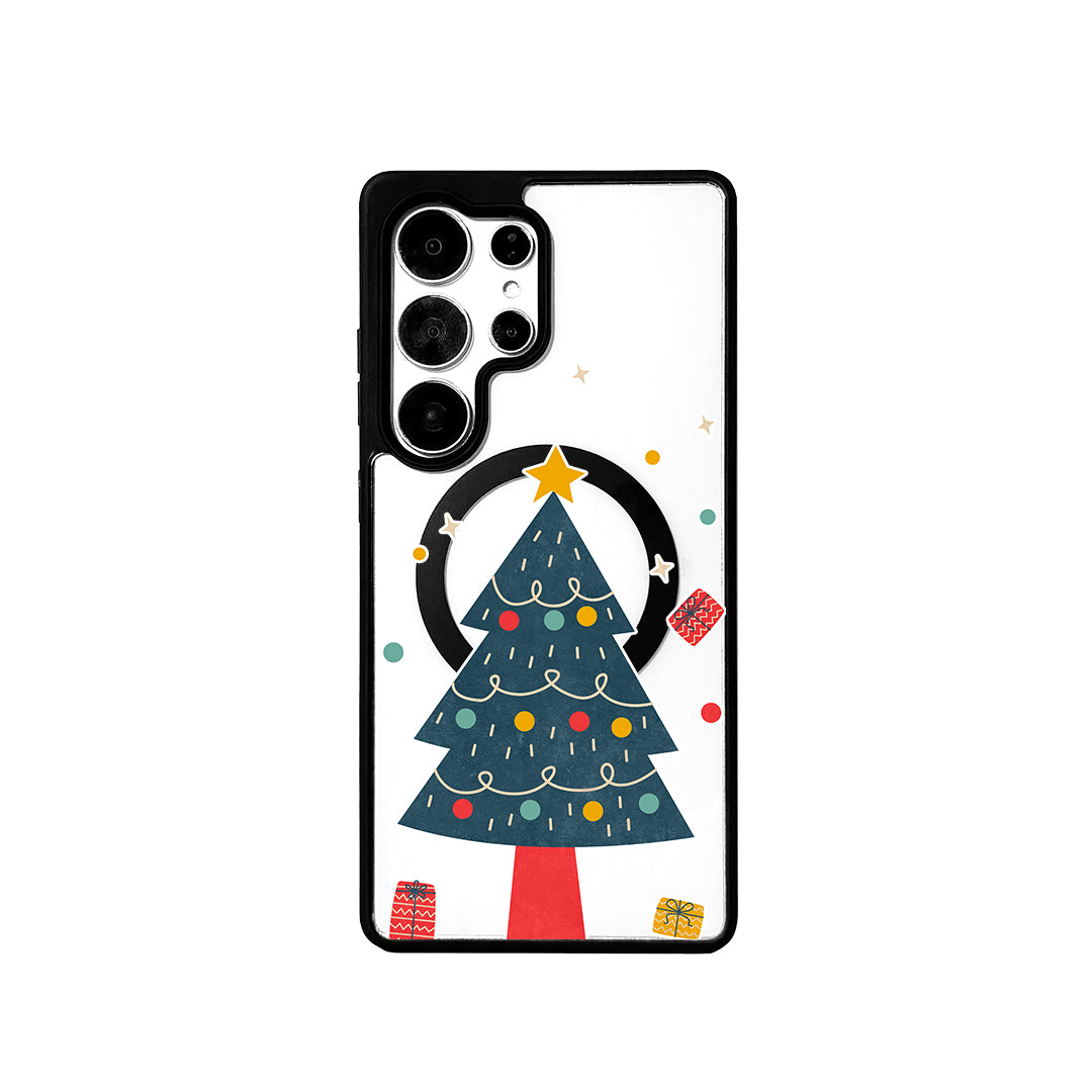 For Samsung Galaxy S24 Ultra Magnetic Case TPU + Acrylic Cover - Minimalist Tree