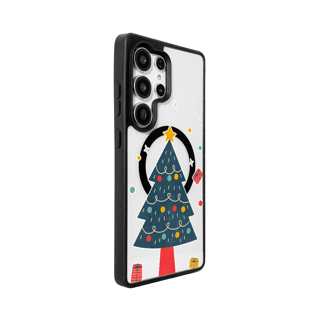 For Samsung Galaxy S24 Ultra Magnetic Case TPU + Acrylic Cover - Minimalist Tree