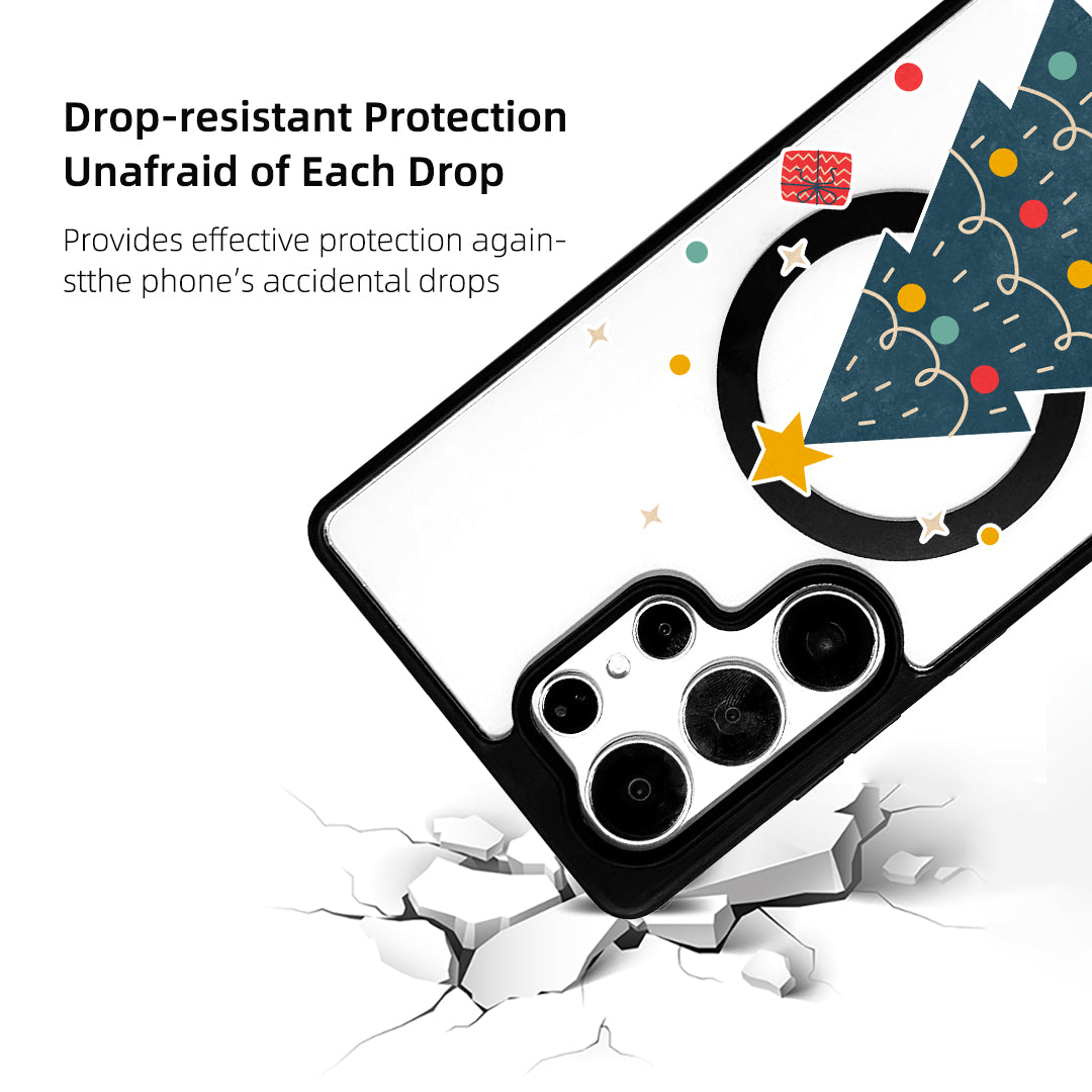 For Samsung Galaxy S24 Ultra Magnetic Case TPU + Acrylic Cover - Minimalist Tree