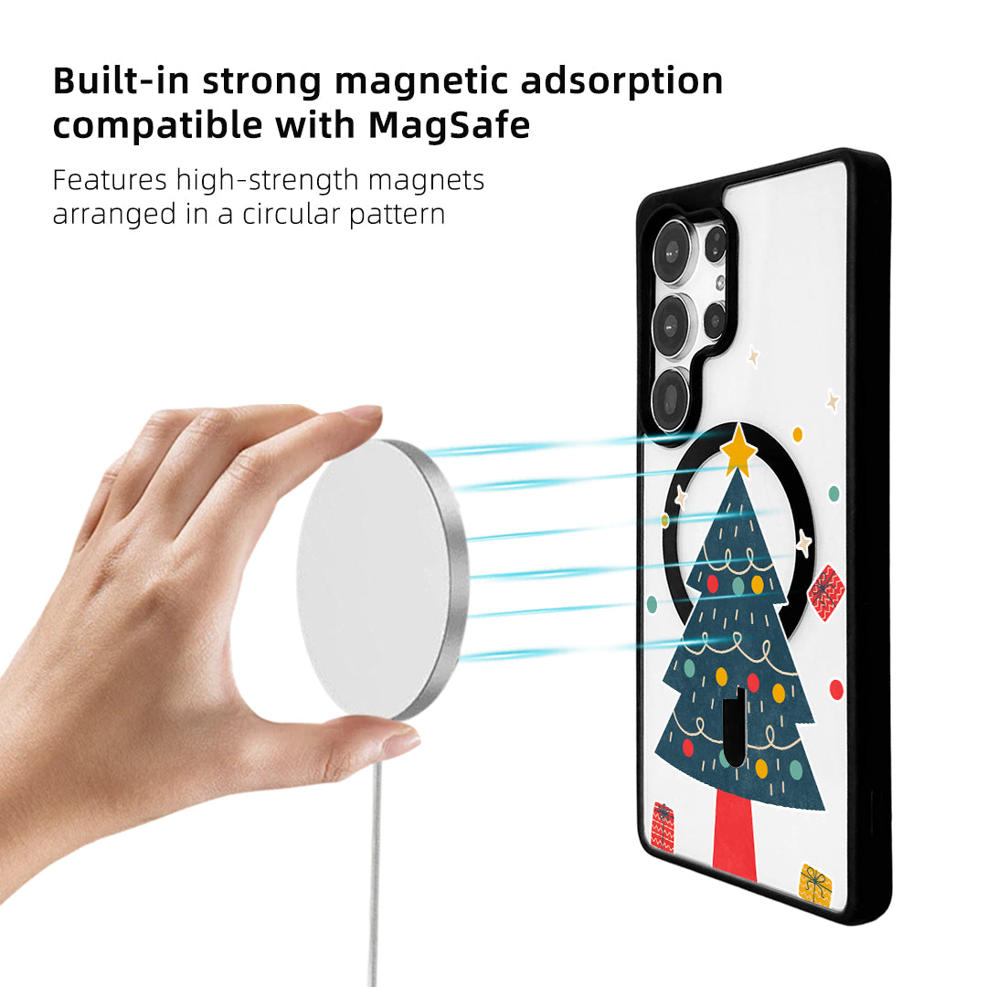 For Samsung Galaxy S24 Ultra Magnetic Case TPU + Acrylic Cover - Minimalist Tree