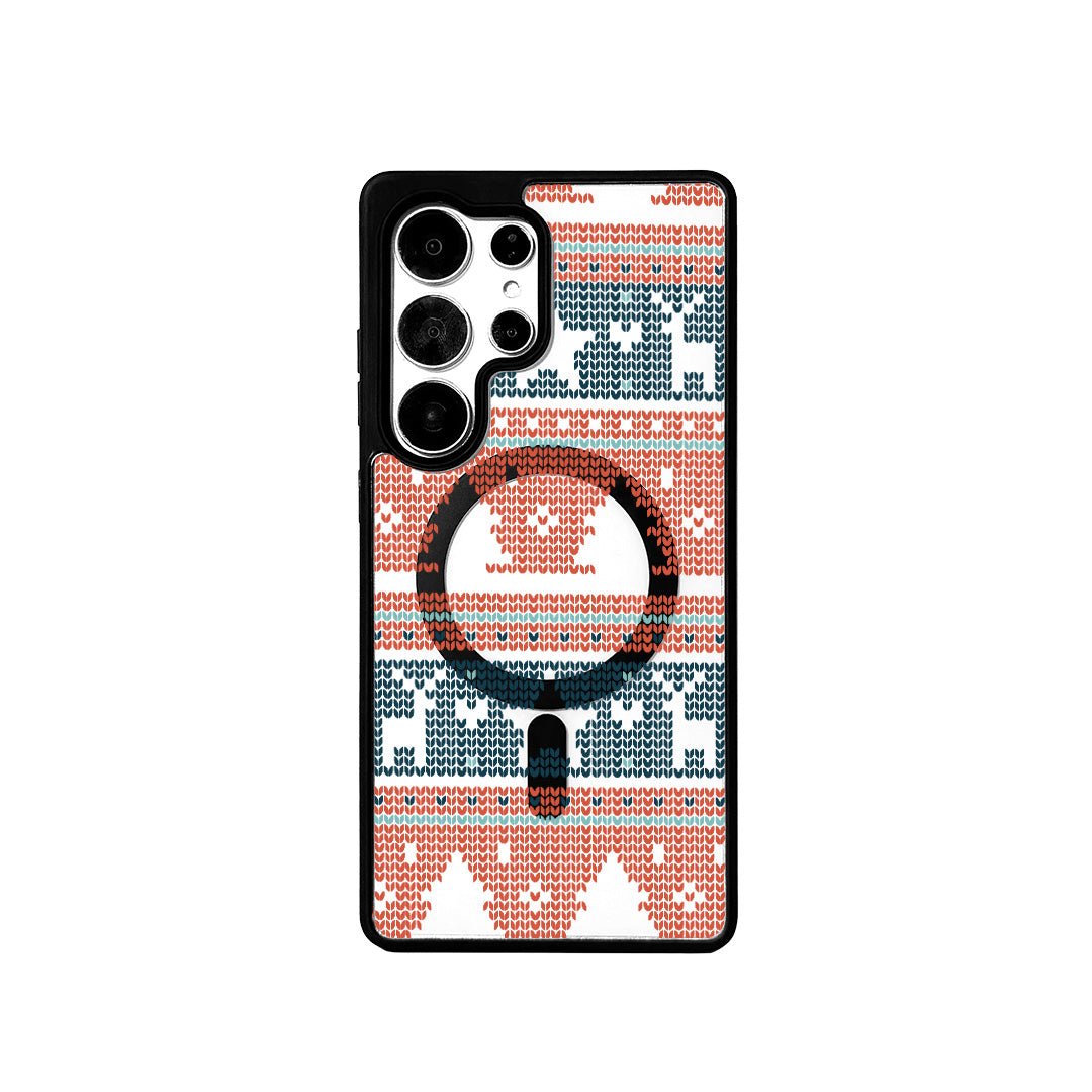 For Samsung Galaxy S24 Ultra Magnetic Case TPU + Acrylic Cover - Knitted Pattern