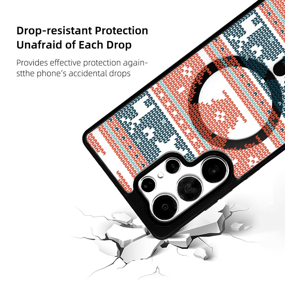 For Samsung Galaxy S24 Ultra Magnetic Case TPU + Acrylic Cover - Knitted Pattern