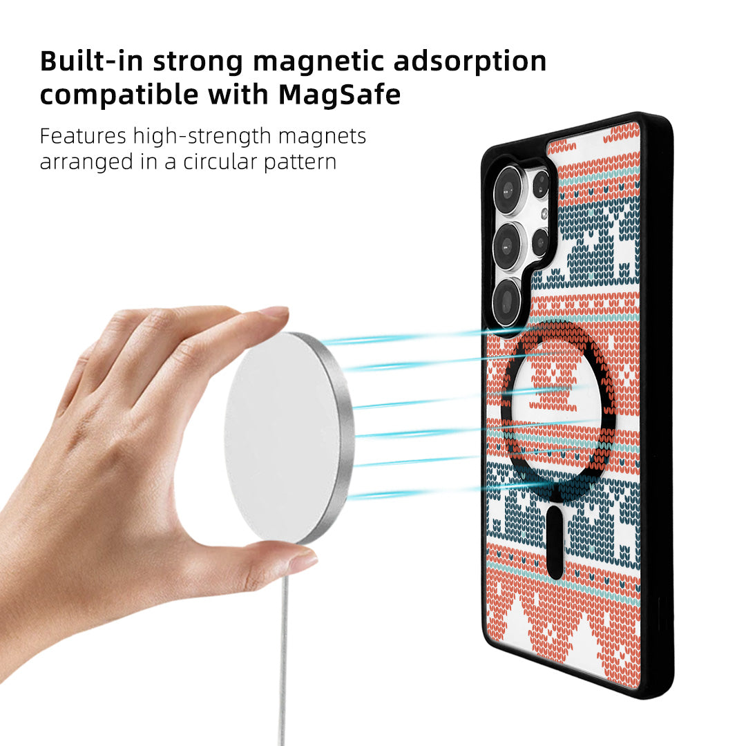 For Samsung Galaxy S24 Ultra Magnetic Case TPU + Acrylic Cover - Knitted Pattern