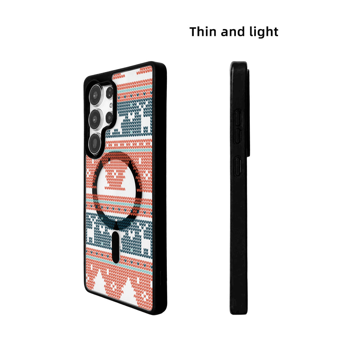 For Samsung Galaxy S24 Ultra Magnetic Case TPU + Acrylic Cover - Knitted Pattern