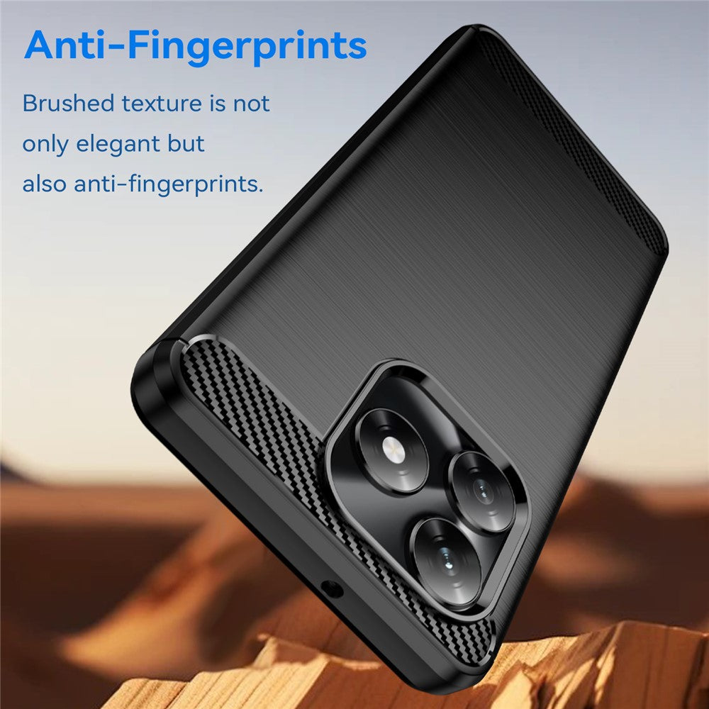 For Honor X5c 4G / X5c Plus 4G Case Protective Phone Cover Carbon Fiber Texture Brushed - Black