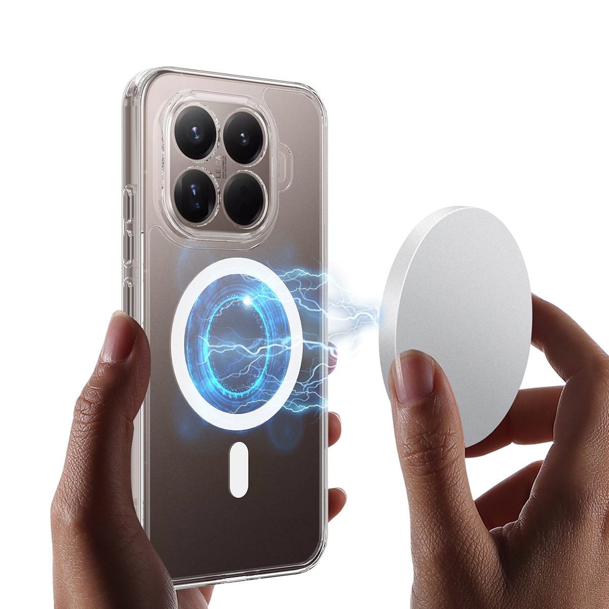 For Xiaomi 15T Pro Clear Phone Magnetic Case TPU+Acrylic Back Cover - Clear