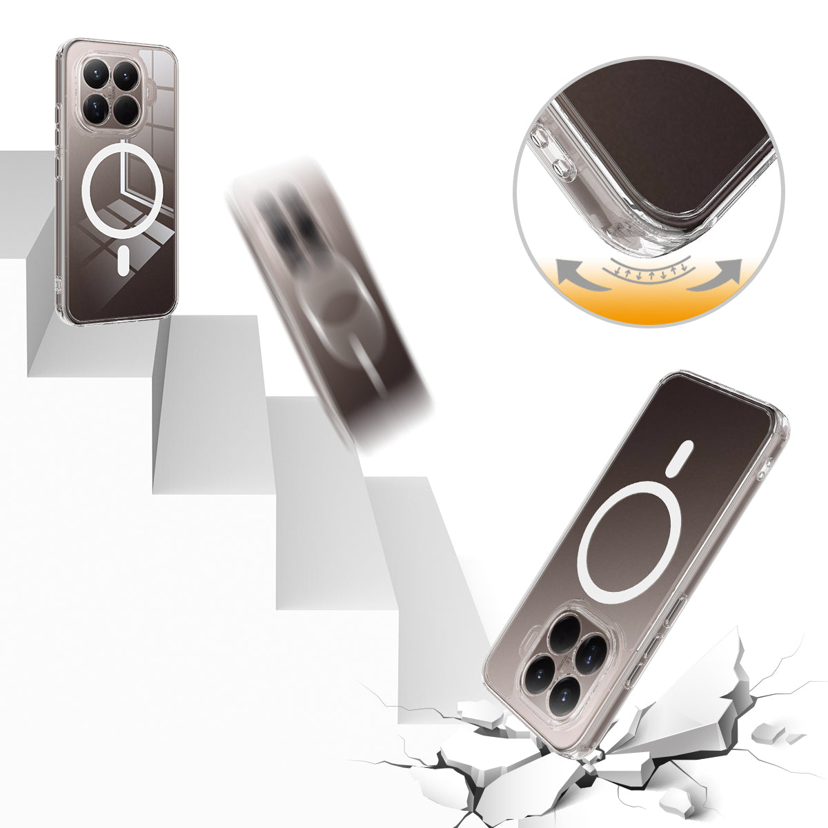 For Xiaomi 15T Pro Clear Phone Magnetic Case TPU+Acrylic Back Cover - Clear