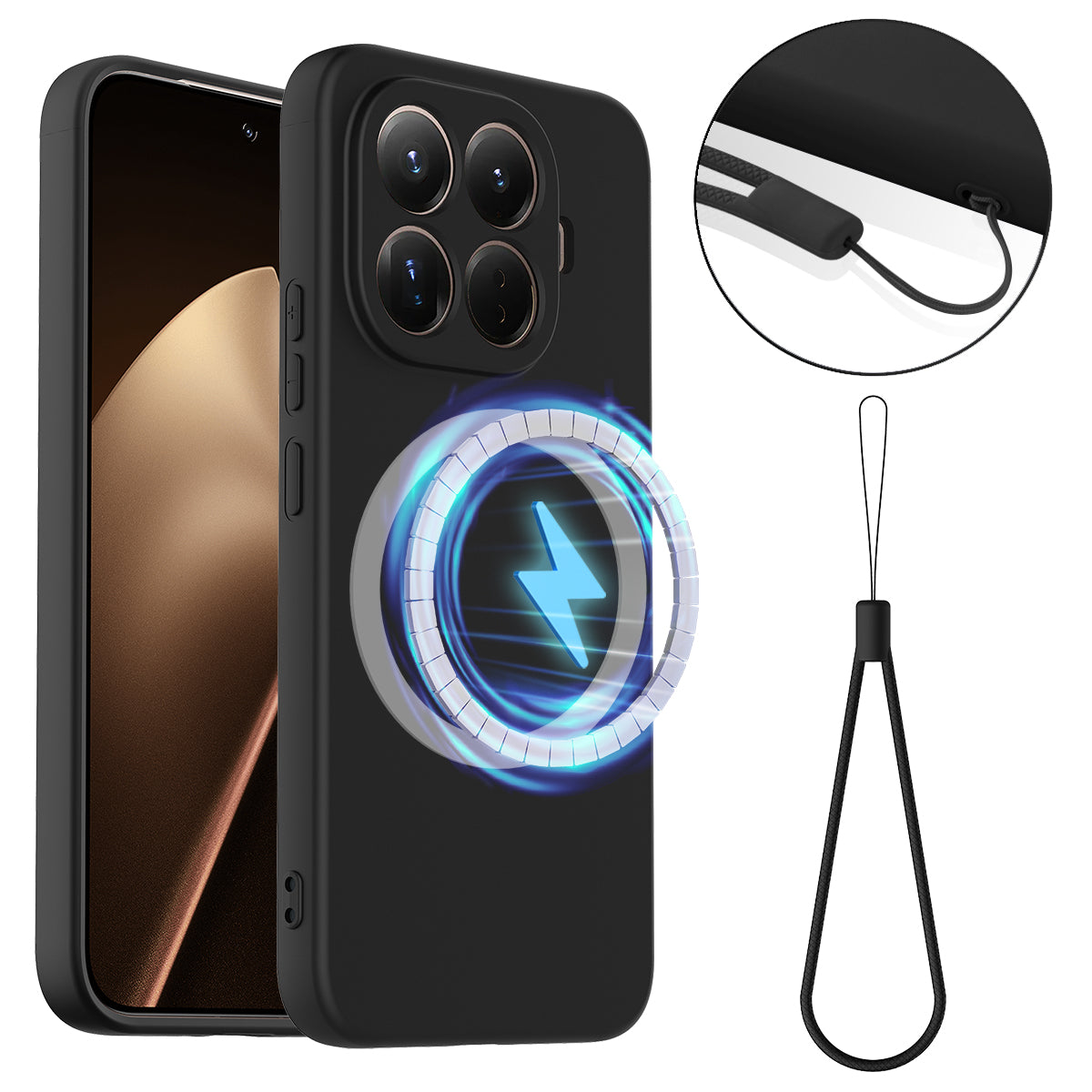 For Xiaomi 15T Pro Magnetic Case Liquid Silicone Phone Cover - Black