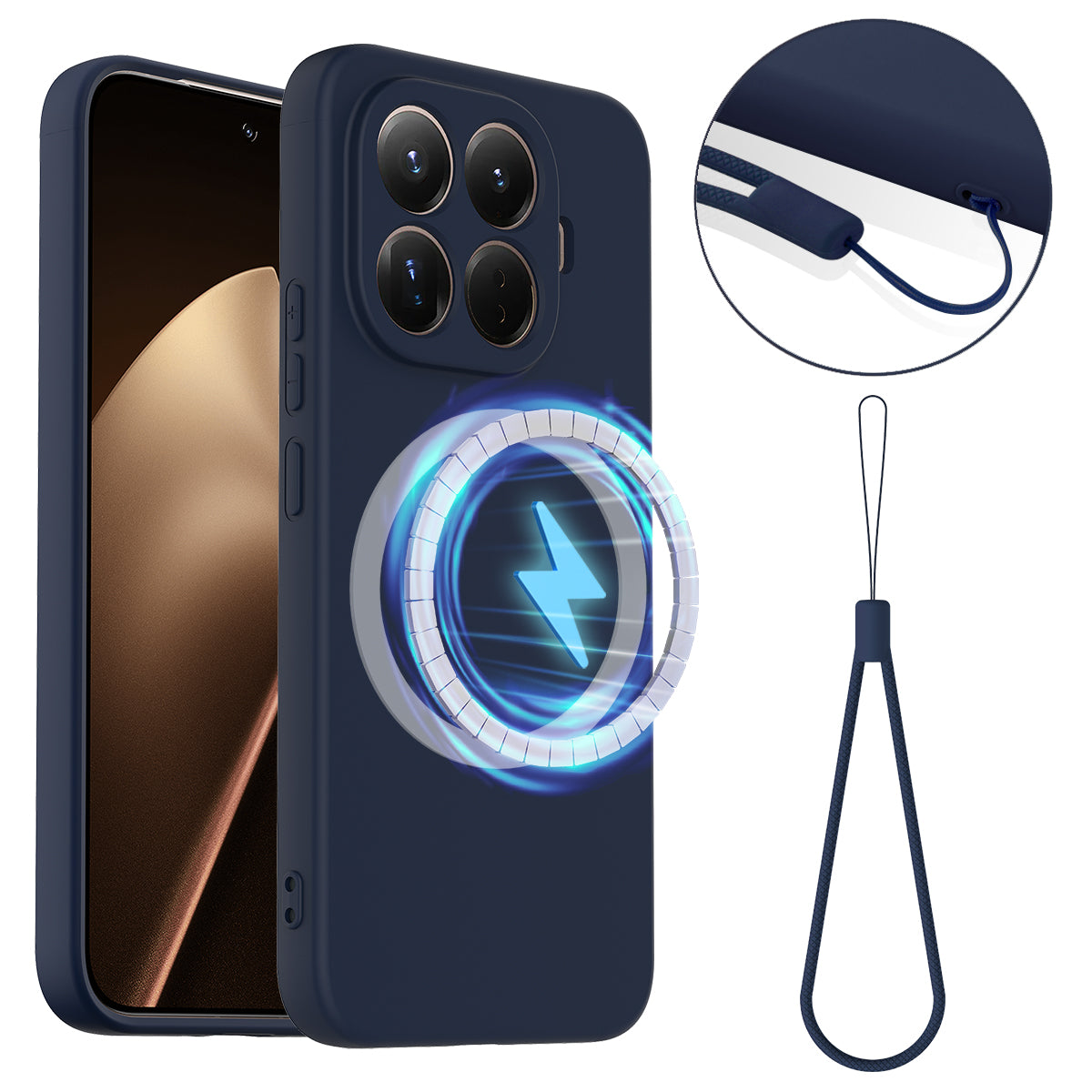 For Xiaomi 15T Pro Magnetic Case Liquid Silicone Phone Cover - Dark Blue