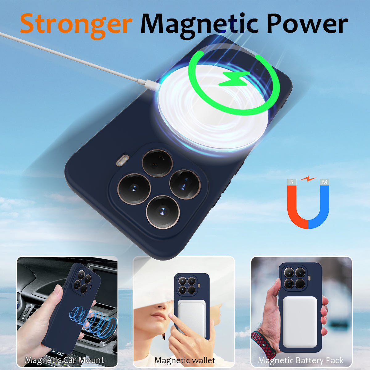 For Xiaomi 15T Pro Magnetic Case Liquid Silicone Phone Cover - Dark Blue