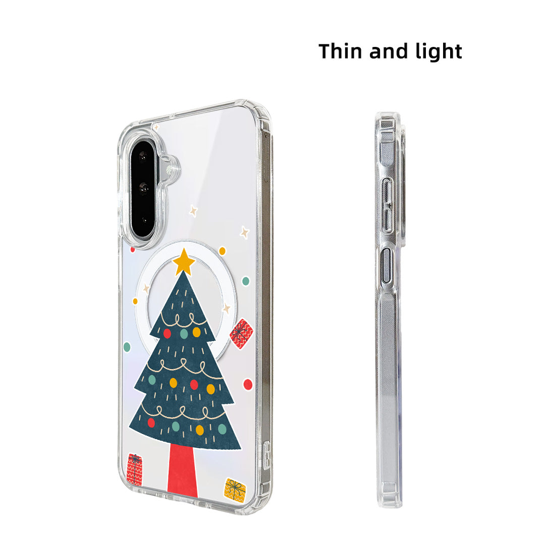 For Samsung Galaxy A17 4G / Galaxy A26 5G / Galaxy A17 5G Magnetic Case Clear Edge TPU + Acrylic Cover - Minimalist Tree