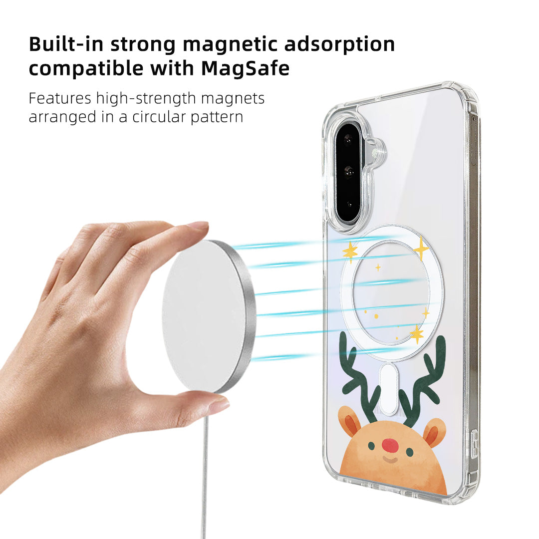 For Samsung Galaxy A17 4G / Galaxy A26 5G / Galaxy A17 5G Magnetic Case Clear Edge TPU + Acrylic Cover - Deer Head