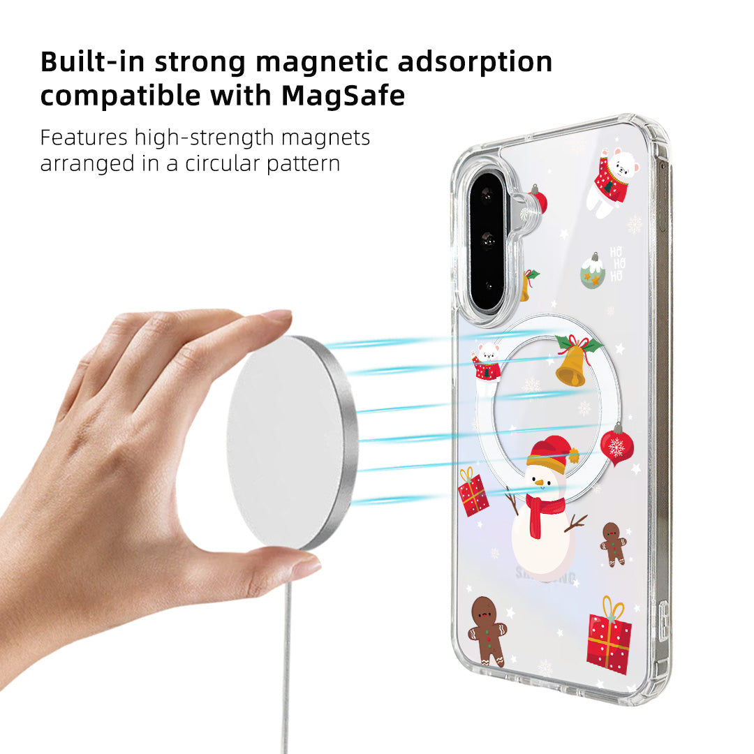 For Samsung Galaxy A17 4G / Galaxy A26 5G / Galaxy A17 5G Magnetic Case Clear Edge TPU + Acrylic Cover - Snowy Fun