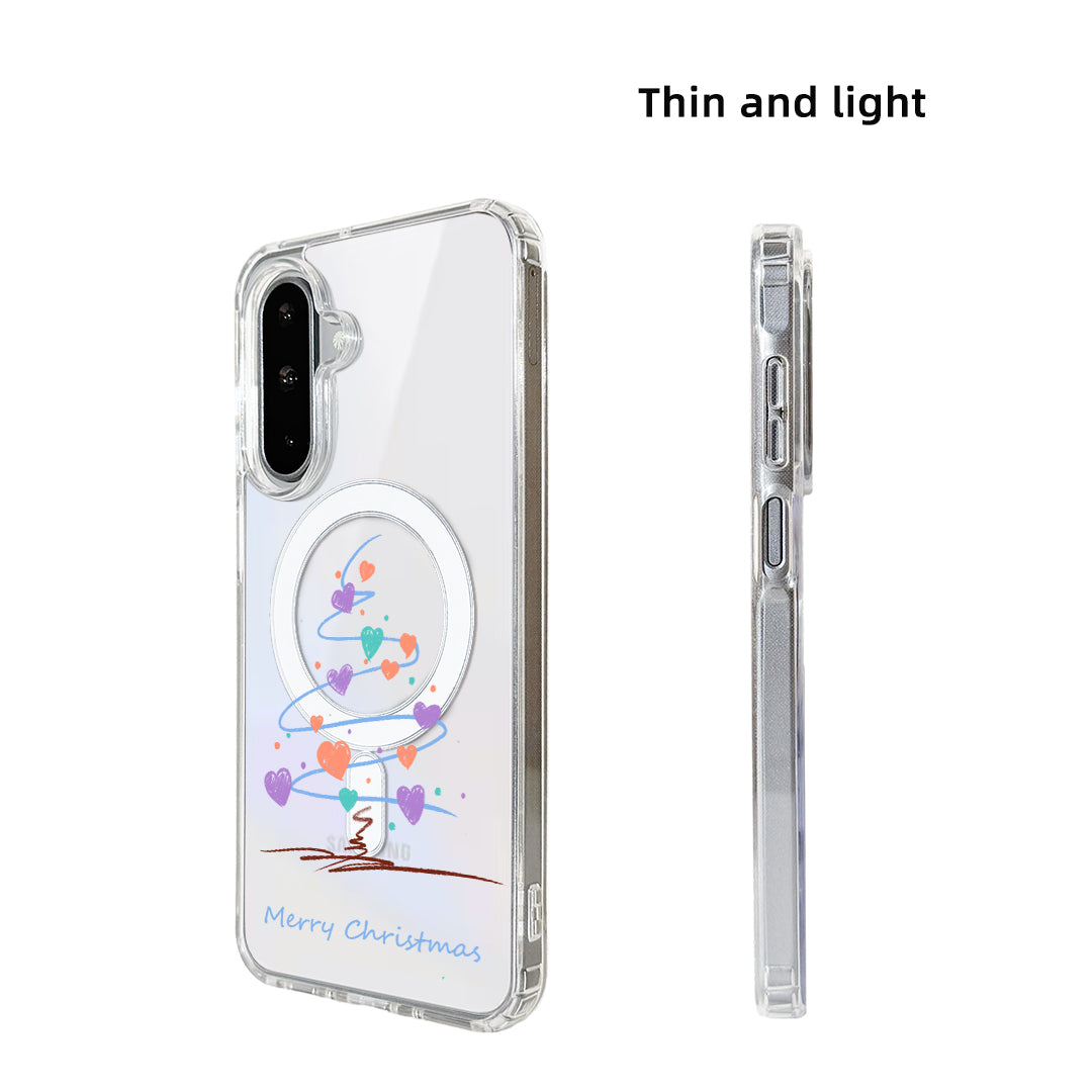 For Samsung Galaxy A56 5G / Galaxy A36 5G Case Clear Edge TPU + Acrylic Cover Magnetic Case - Heart Tree
