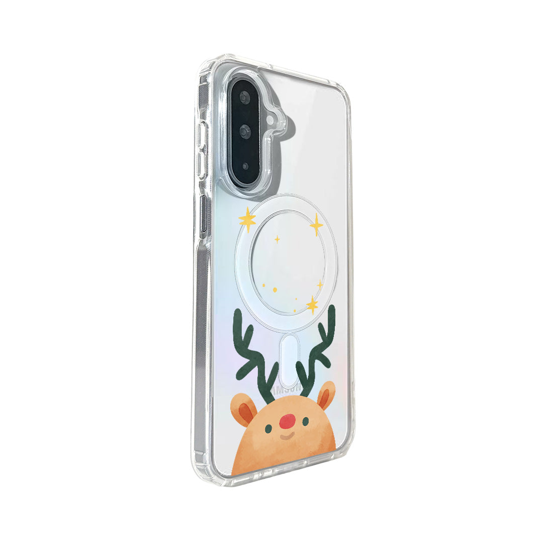 For Samsung Galaxy A56 5G / Galaxy A36 5G Case Clear Edge TPU + Acrylic Cover Magnetic Case - Deer Head