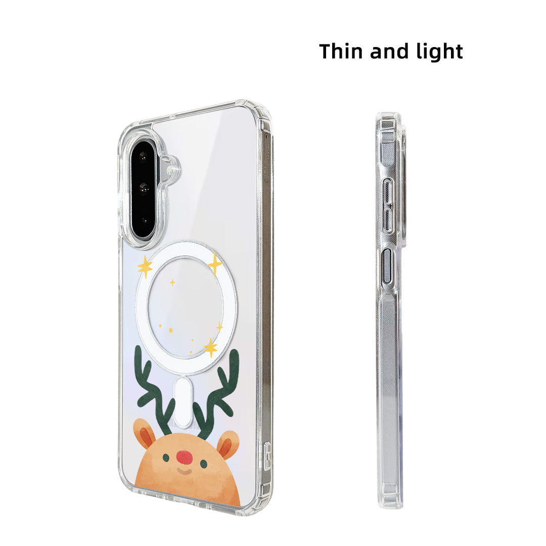 For Samsung Galaxy A56 5G / Galaxy A36 5G Case Clear Edge TPU + Acrylic Cover Magnetic Case - Deer Head
