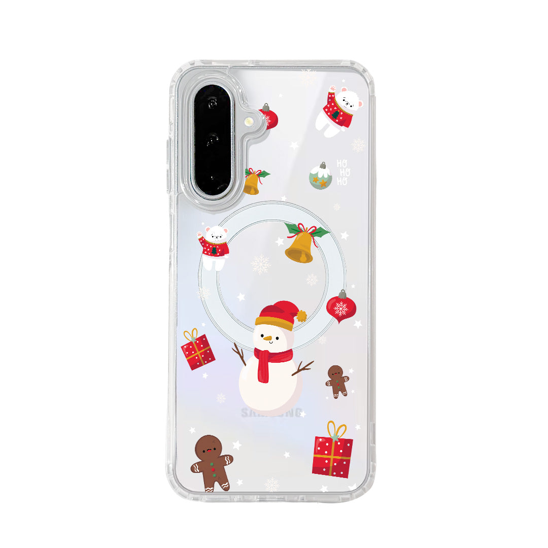 For Samsung Galaxy A16 4G / Galaxy A16 5G Case Clear Edge TPU + Acrylic Cover Magnetic Case - Snowy Fun