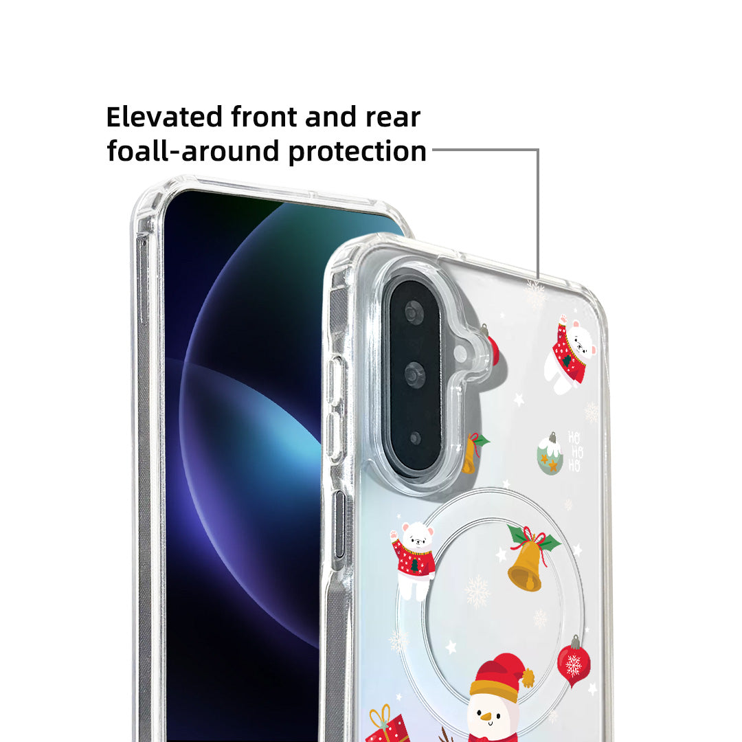 For Samsung Galaxy A16 4G / Galaxy A16 5G Case Clear Edge TPU + Acrylic Cover Magnetic Case - Snowy Fun